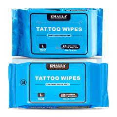 Emalla Green Soap Tattoo Wipes packaging with 2-pack bundle for easy tattoo care