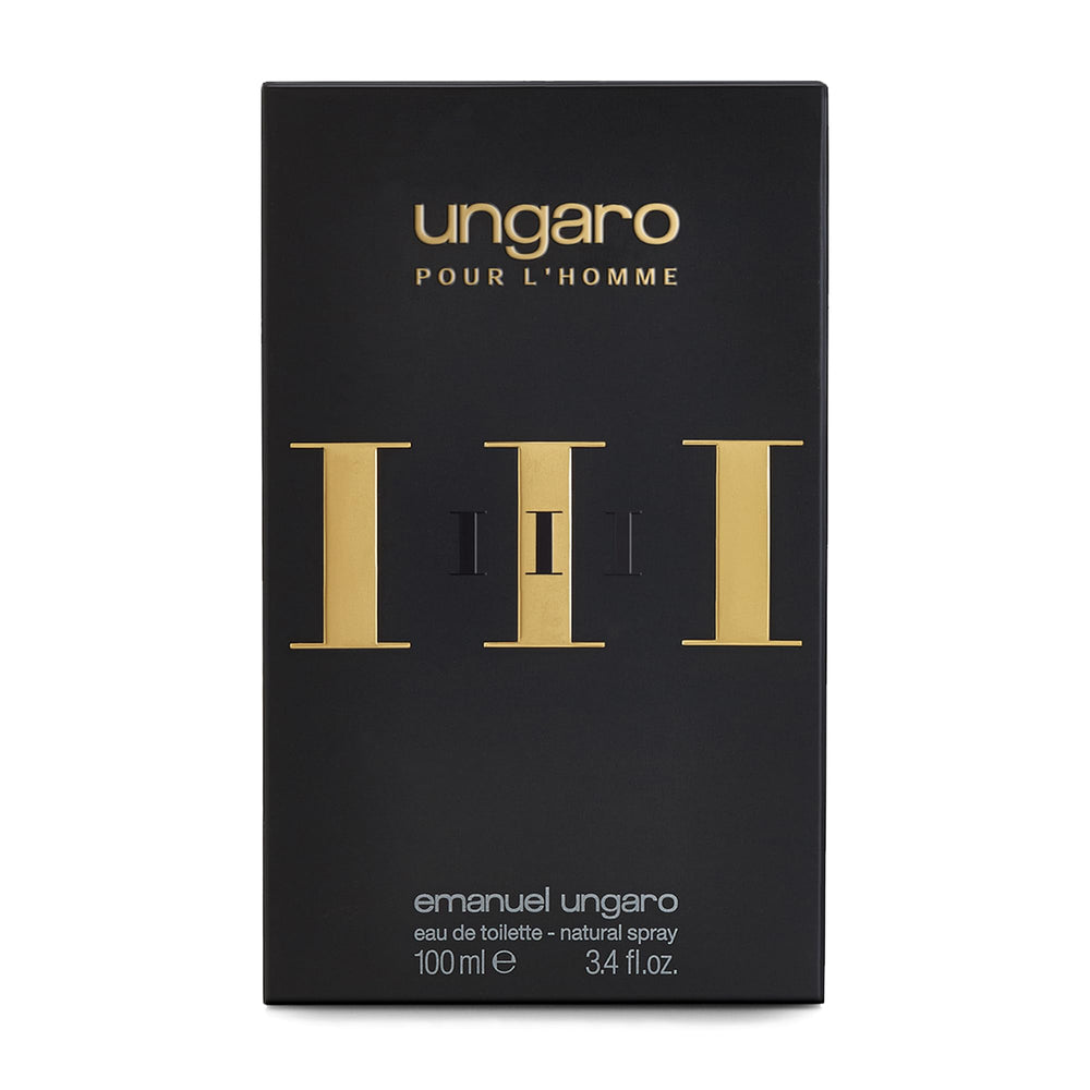 Emanuel Ungaro Pour L'Homme III atomizer close-up reveals refined masculine notes.