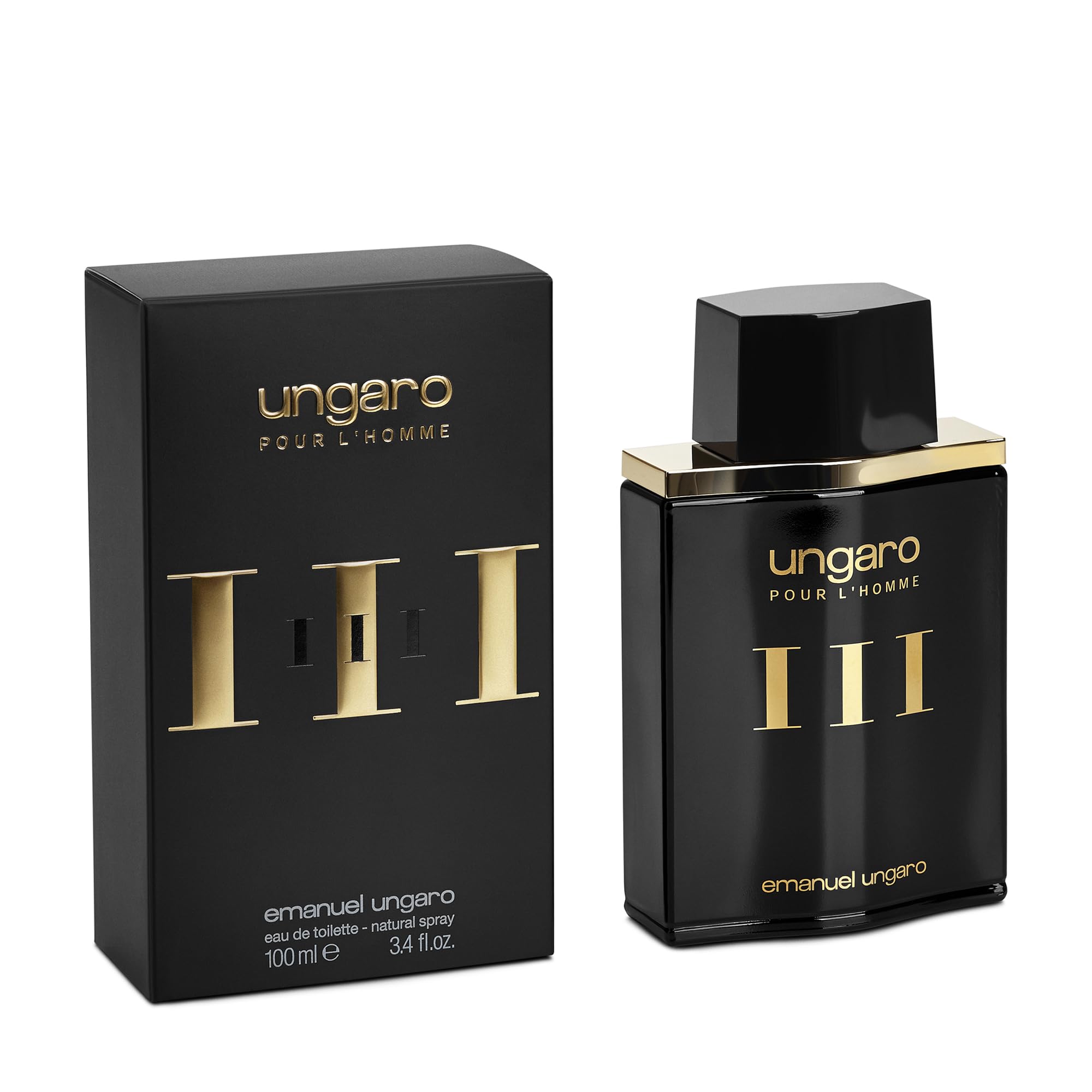 Emanuel Ungaro Pour L'Homme III packaging back shows care instructions and size.