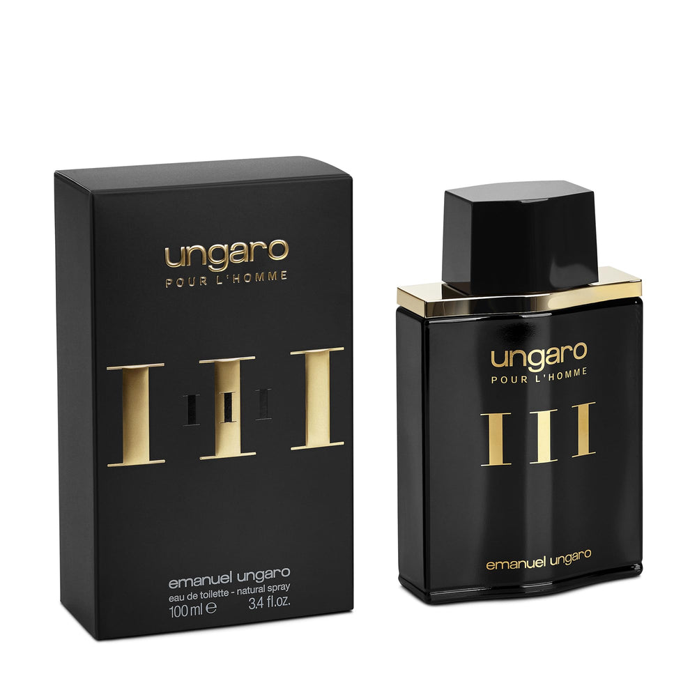 Emanuel Ungaro Pour L'Homme III packaging back shows care instructions and size.
