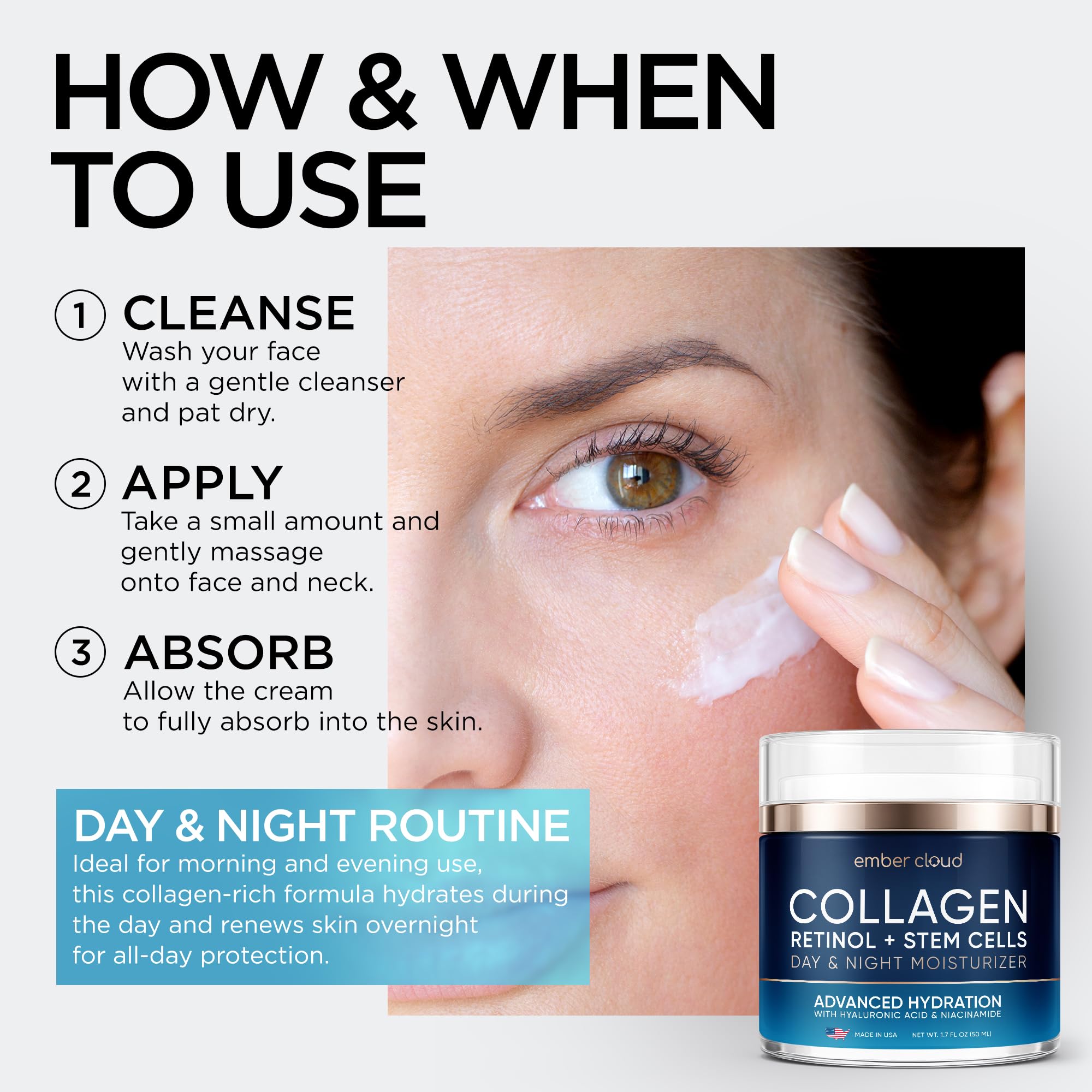 Ember Cloud Collagen Face Cream texture swatch highlights creamy, lightweight coverage