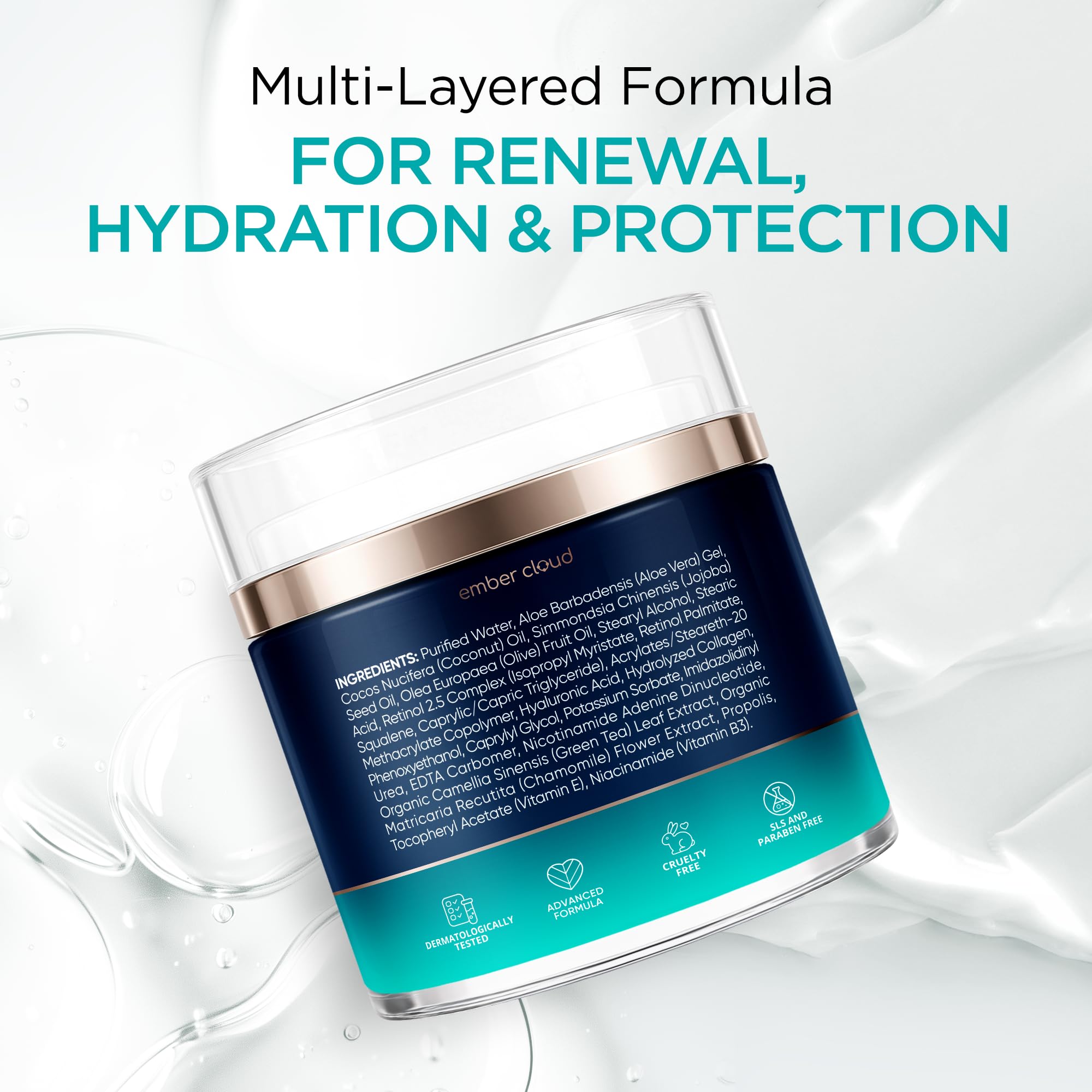Ember Cloud Collagen NAD+ Cream airless pump for clean application.