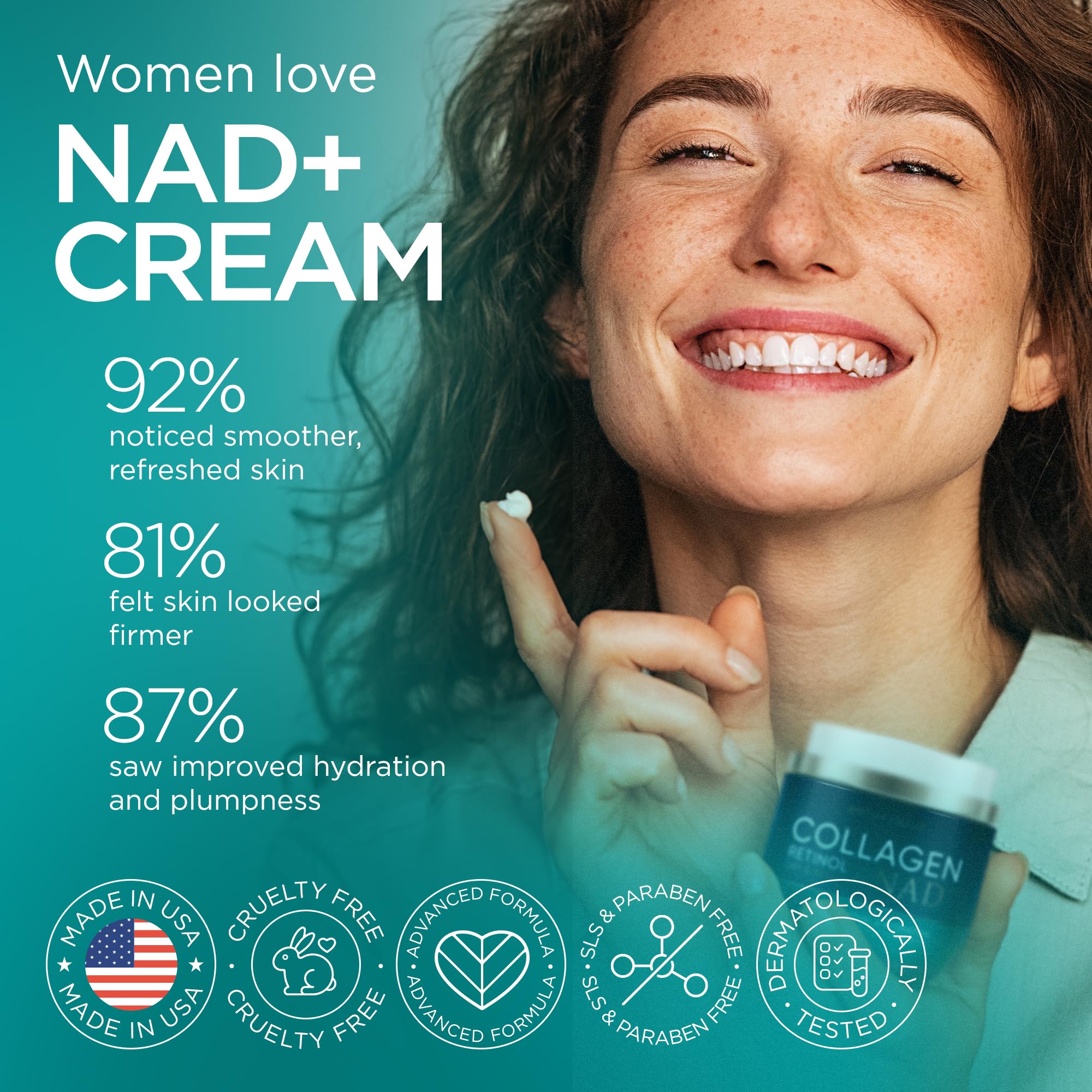 Ember Cloud Collagen NAD+ Cream night renewal scene for overnight care.
