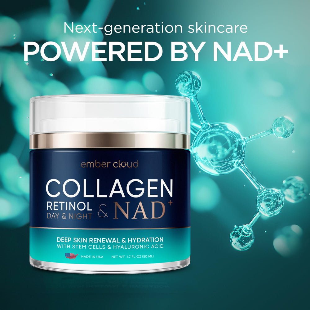 Ember Cloud Collagen NAD+ Cream USA-made badge signaling quality.