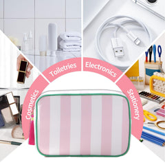EMBRUNIOICE Stripe Makeup Bag striped design adds modern vanity appeal.