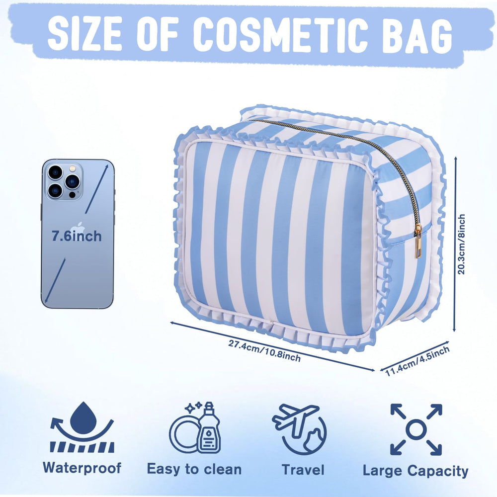 EMBRUNIOICE Travel-size cosmetic bag interior shows practical compartments.