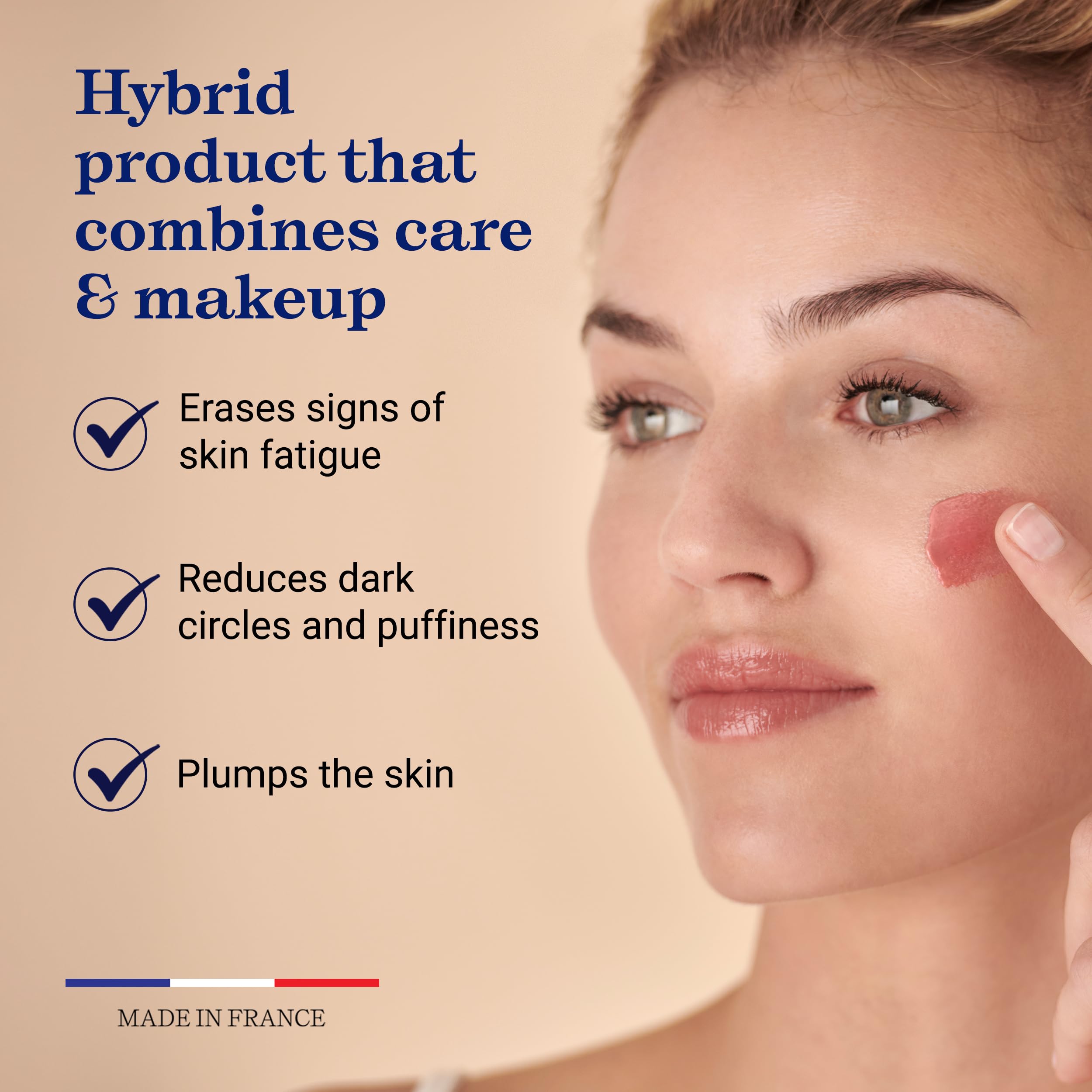 Embryolisse hyaluronic acid moisture closeup showing plump, refreshed skin.
