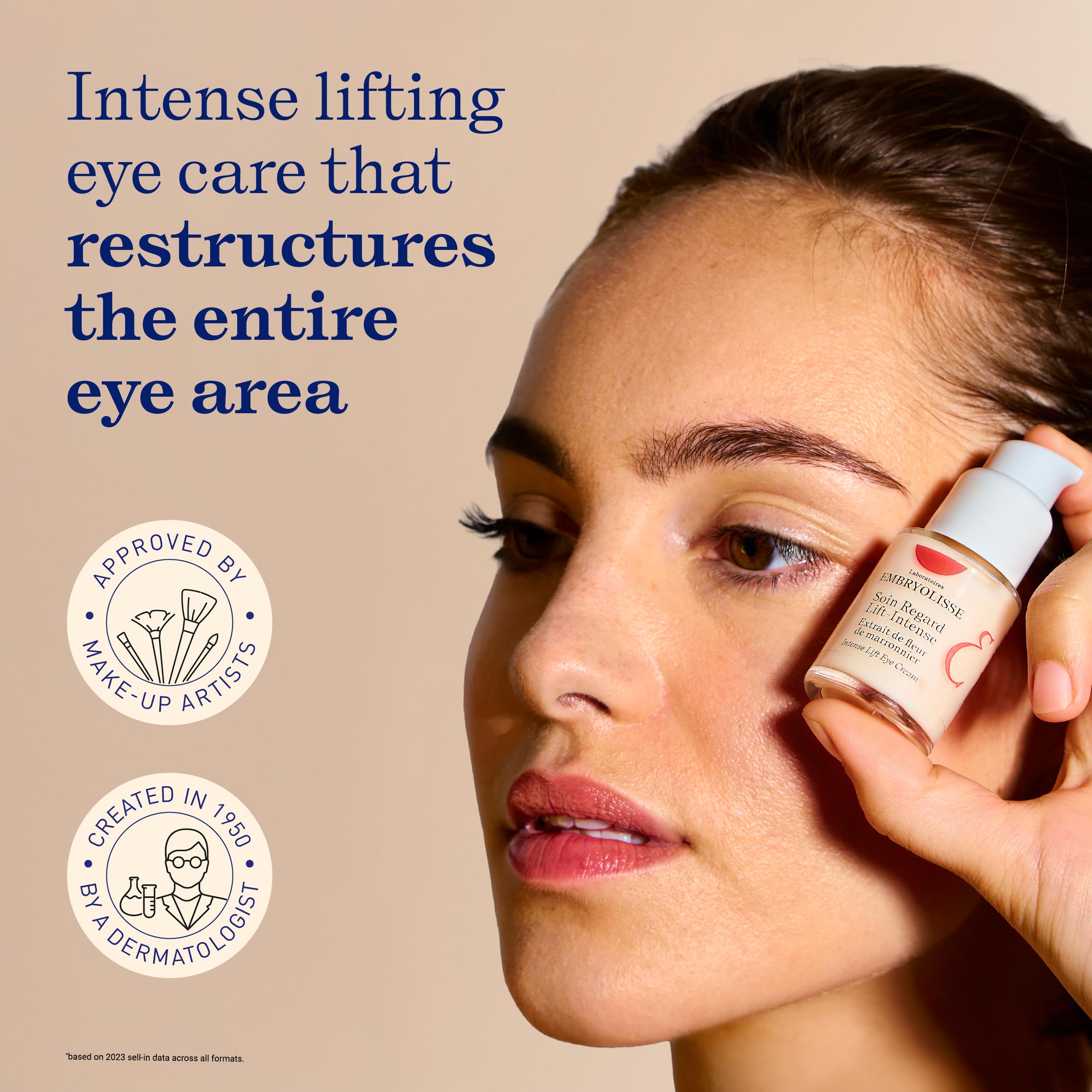 Embryolisse Intense Lift Eye Cream applied around the eye area for a rested look