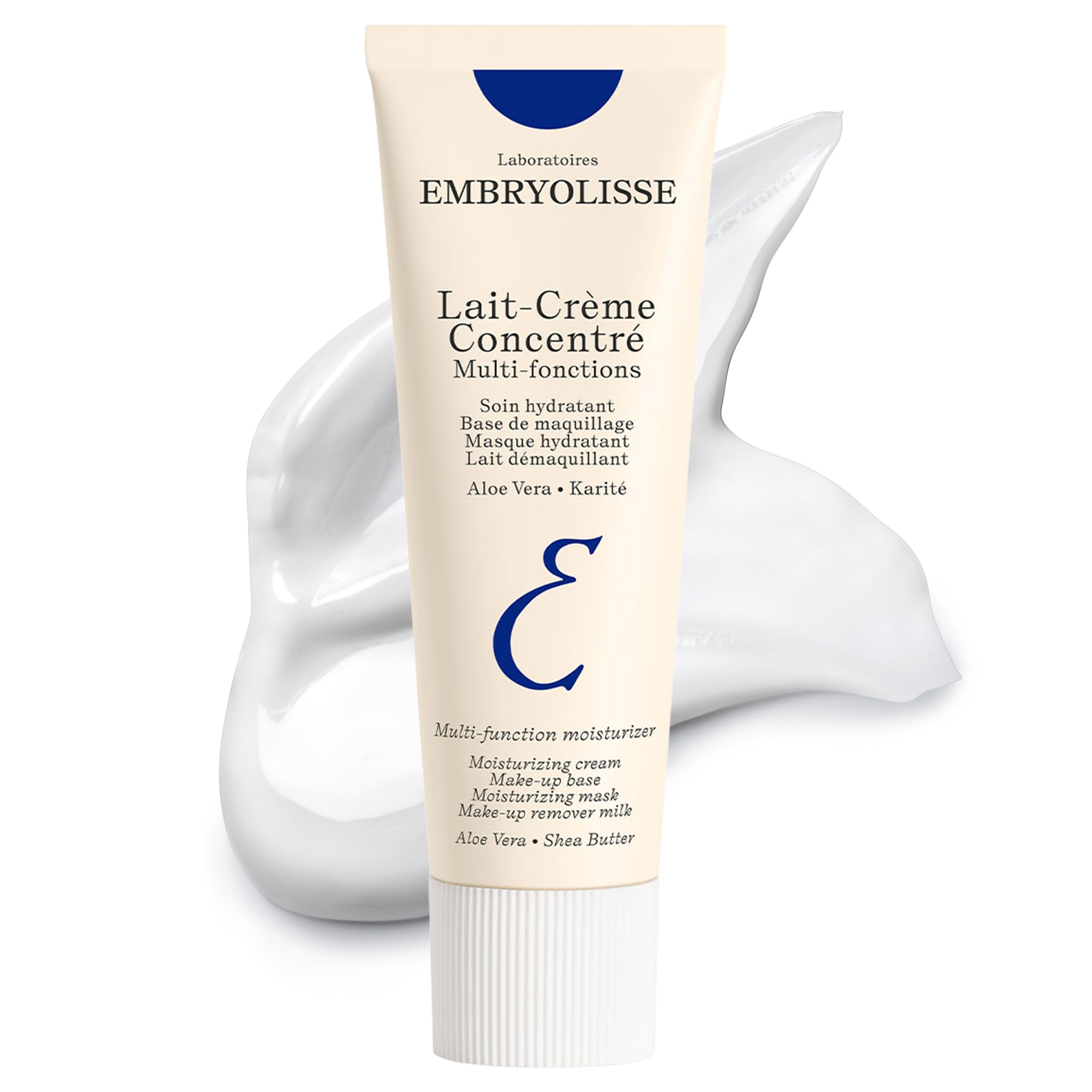 Embryolisse Lait-Crème Concentré bottle, gold edition, delivering smooth hydration for makeup prep.