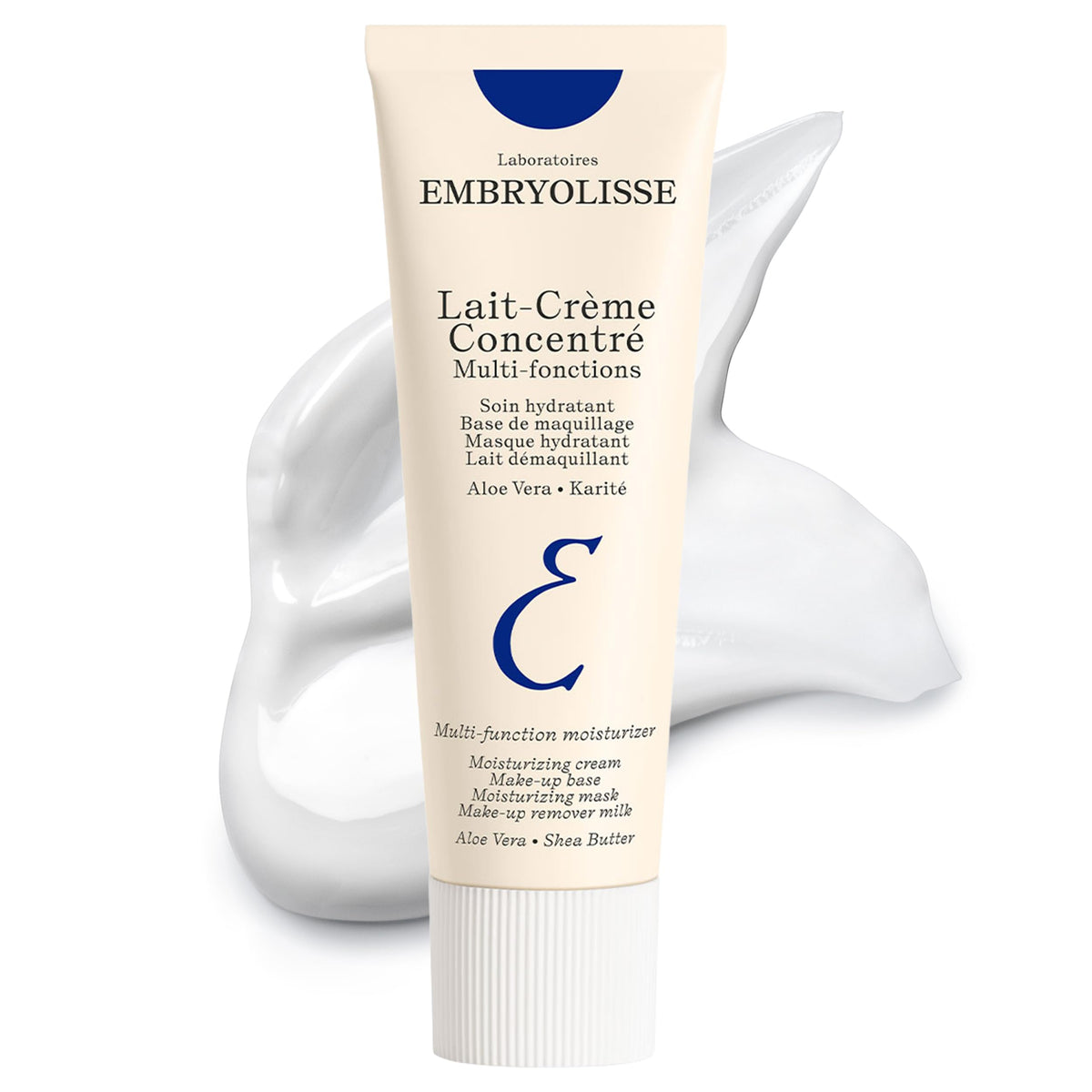 Embryolisse Lait-Crème Concentré bottle, gold edition, delivering smooth hydration for makeup prep.
