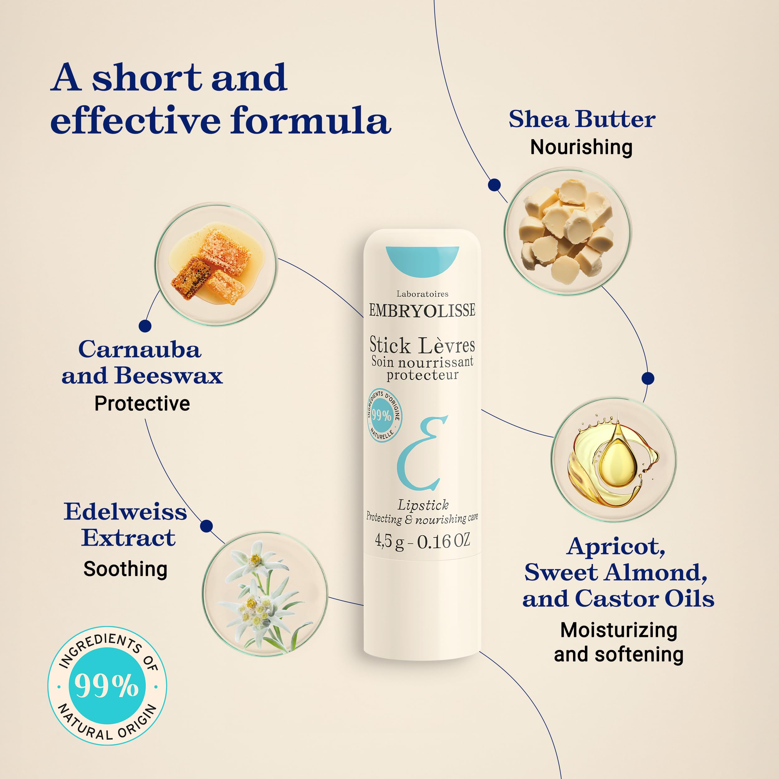 Embryolisse Protective Repair Lip Balm being applied to lips for dryness relief.