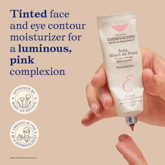 Embryolisse Rose Lumière tint swatch on skin for rosy glow.