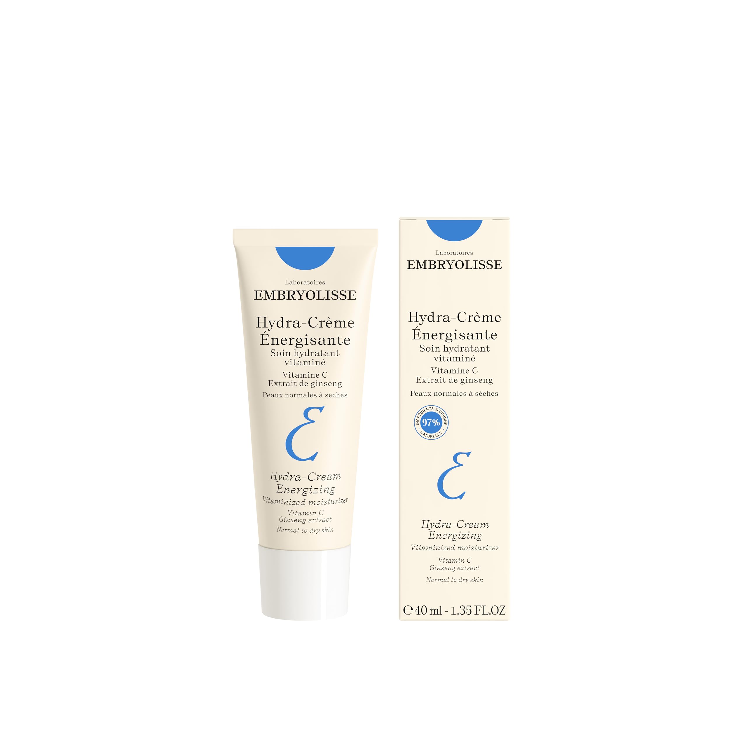 Embryolisse Vitamin C Energizing Face Moisturizer tube closeup showing brightening formula.