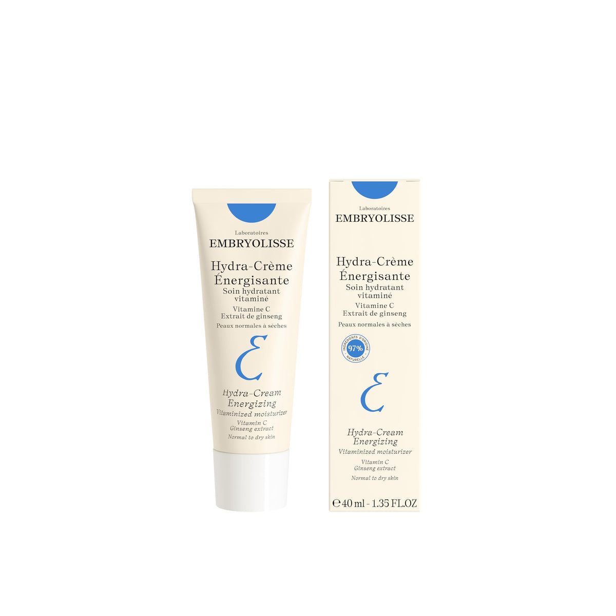 Embryolisse Vitamin C Energizing Face Moisturizer tube closeup showing brightening formula.