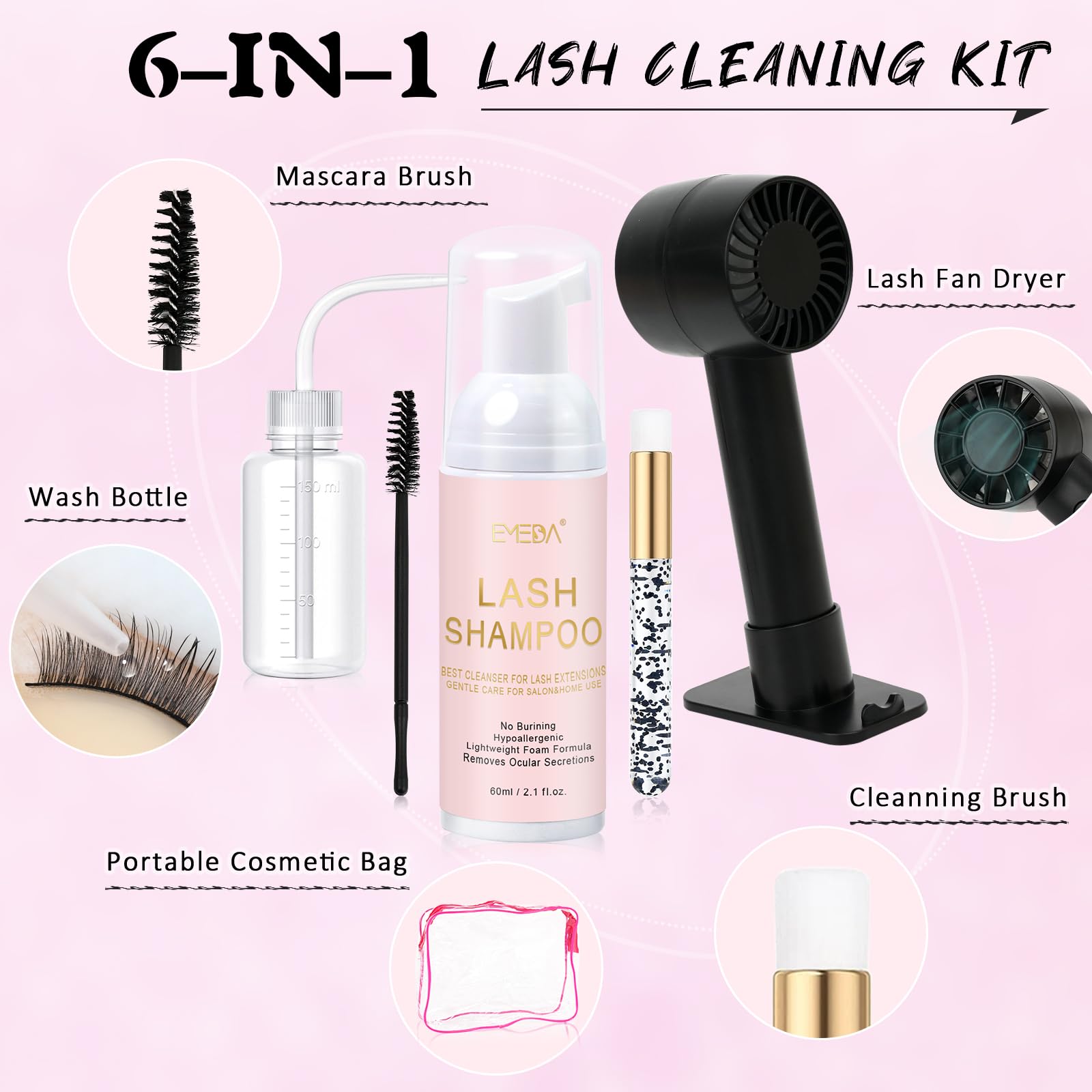 EMEDA Lash Shampoo Kit lash shampoo 60ml for gentle lash cleansing