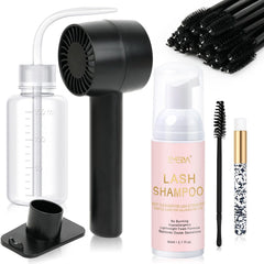 EMEDA Lash Shampoo Kit mini fan on base for convenient hand-free drying and airflow