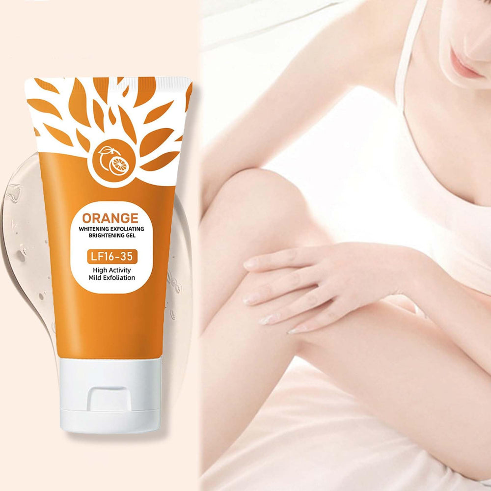 Emgmcp Orange Exfoliating Gel body usage demonstrates full body exfoliation for even texture