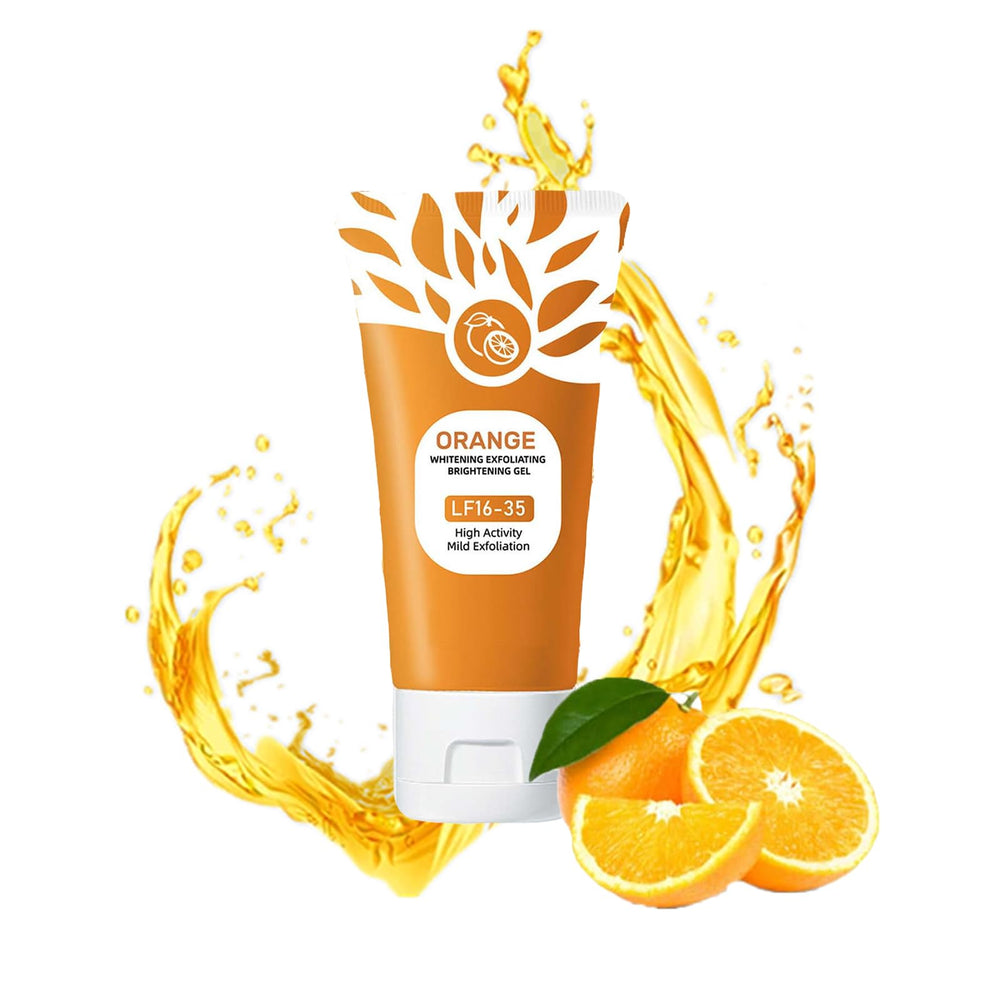 Emgmcp Orange Exfoliating Gel bottle shows deep pore cleansing for smoother skin