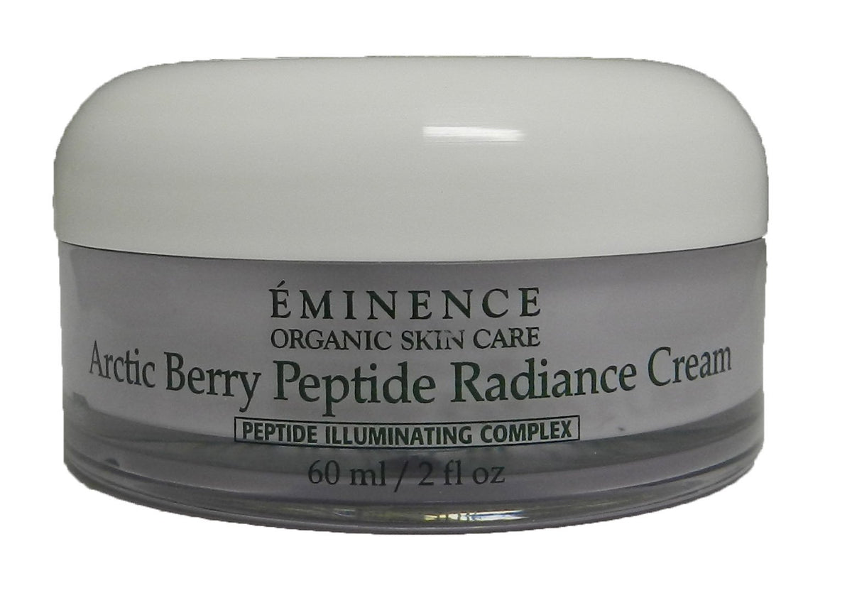 Eminence Arctic Berry Peptide Radiance Cream tube shows lightweight hydration for bright skin.