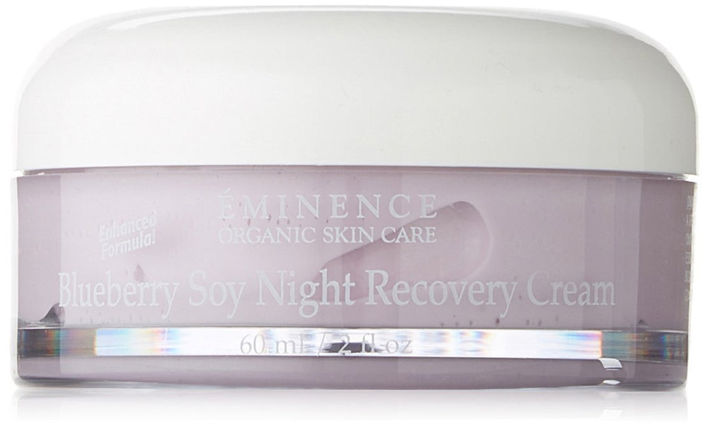 Eminence Blueberry Soy Night Recovery Cream jar – rich texture for nightly hydration.
