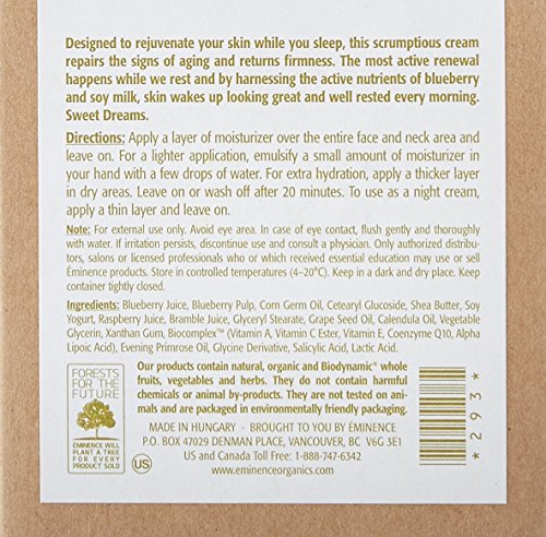 Eminence Blueberry Soy Night Recovery Cream close-up texture – creamy formula for dry skin.