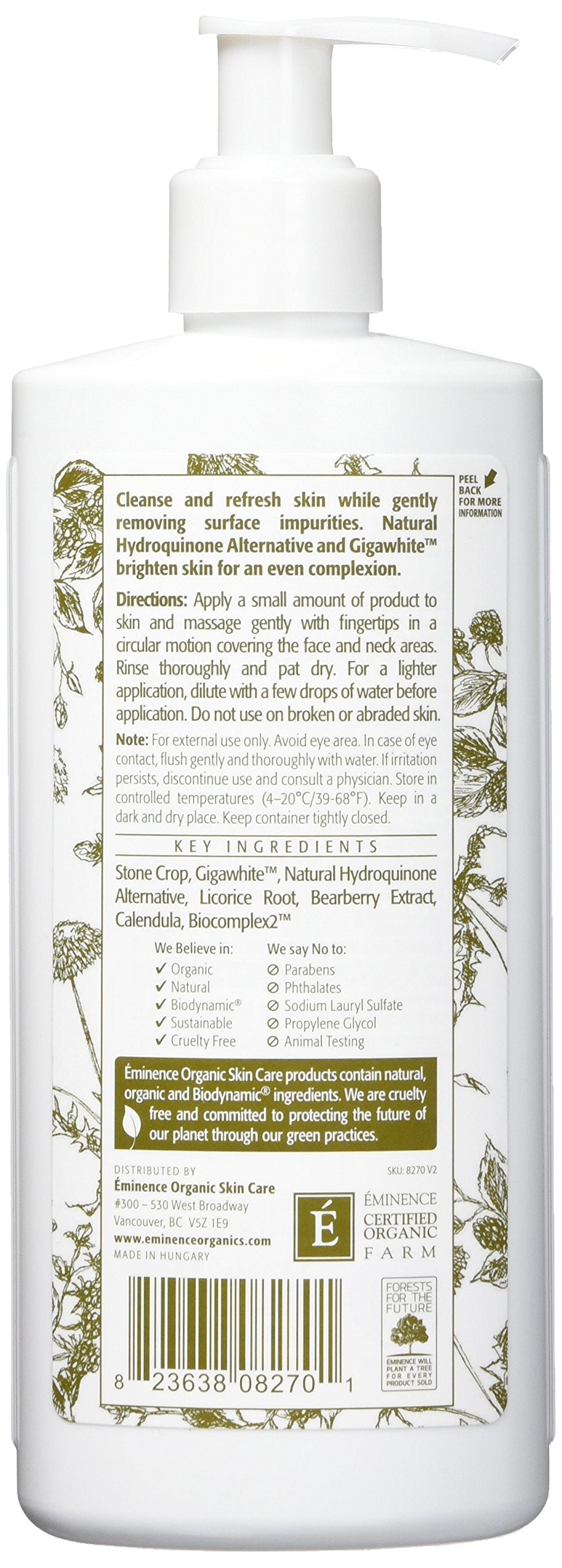 Eminence Bright Skin Cleanser packaging shot highlighting the product design for sensitive skin