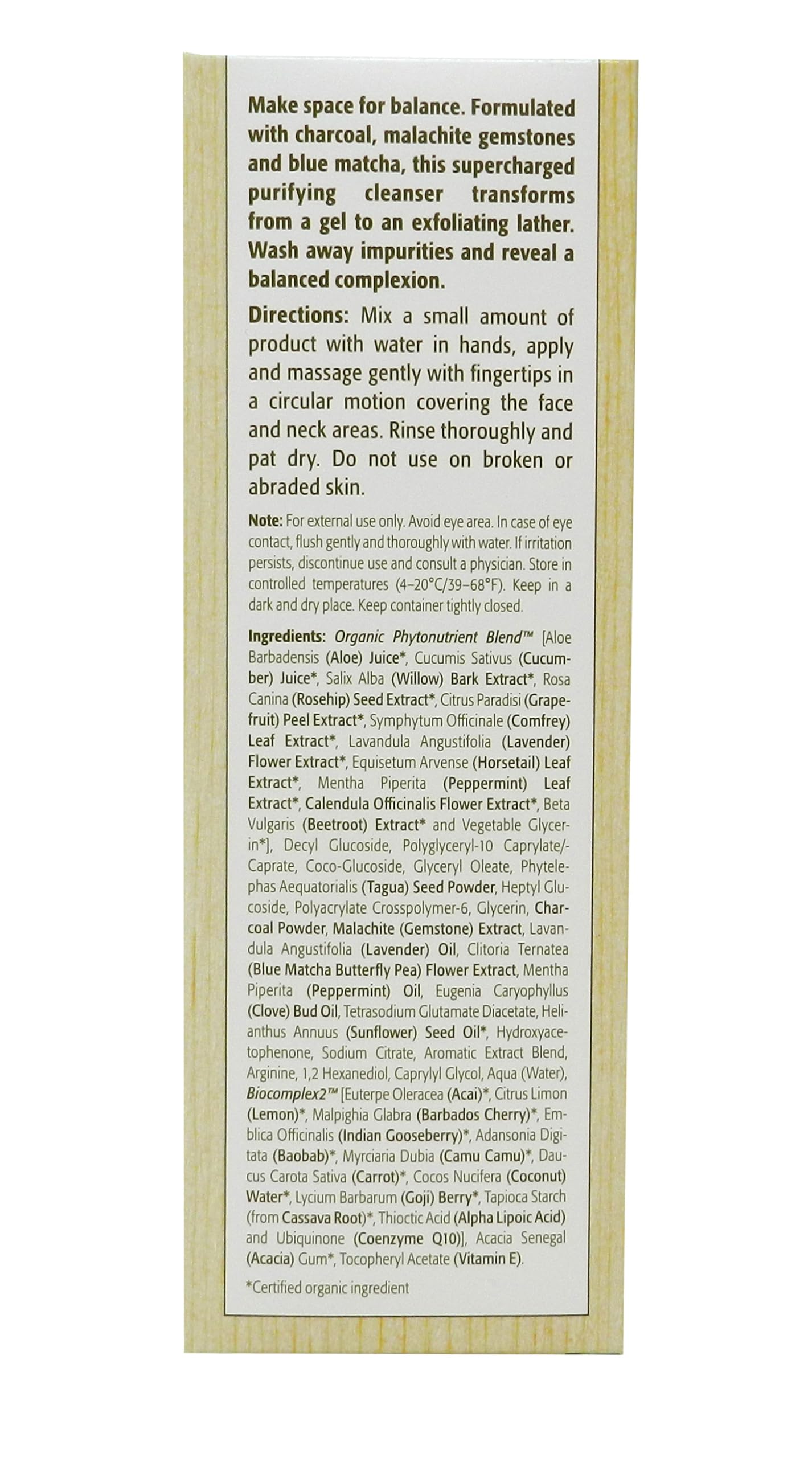 ÉMINENCE Charcoal Exfoliating Gel Cleanser blue-matcha image highlights vitality and refreshed, younger-looking skin.