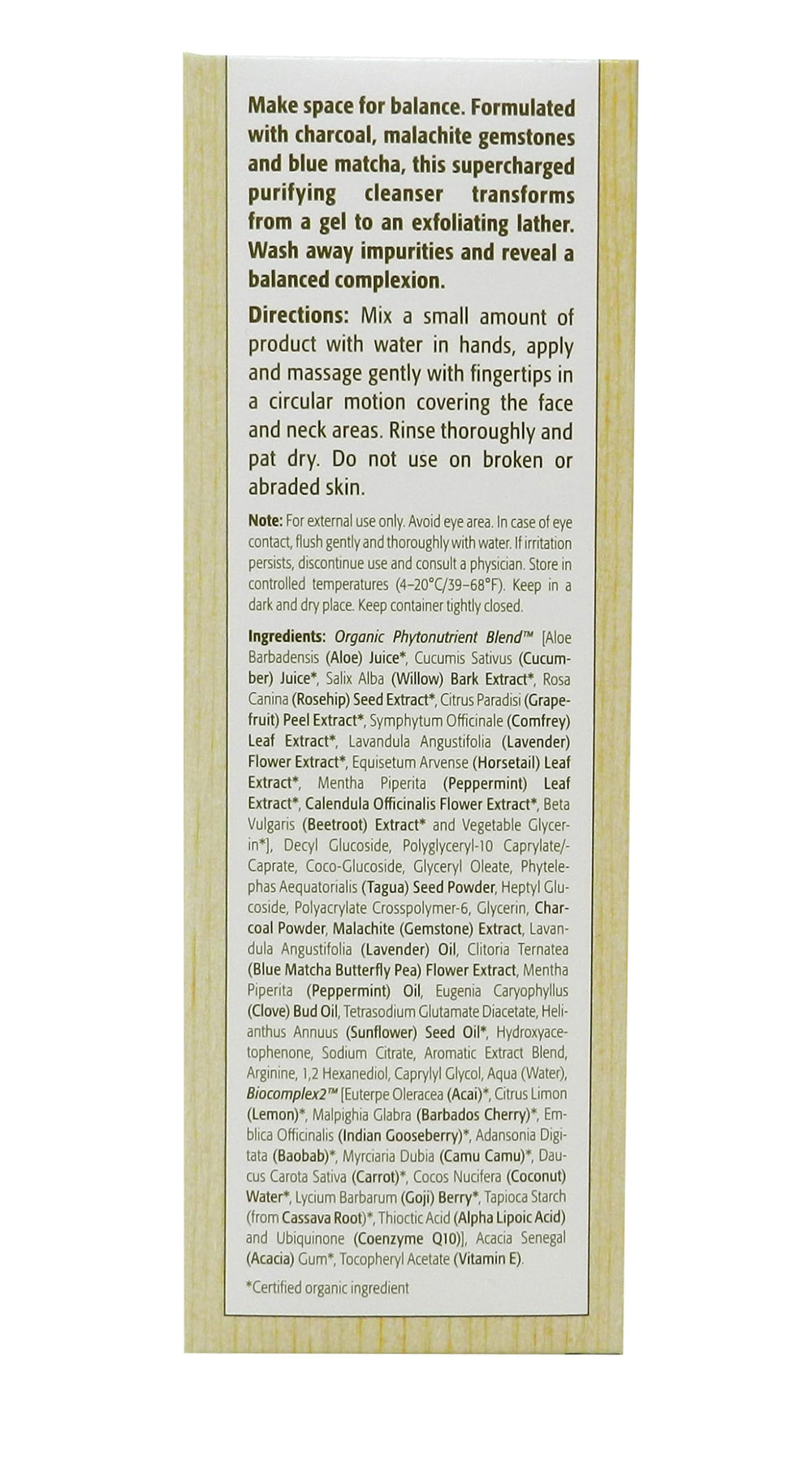 ÉMINENCE Charcoal Exfoliating Gel Cleanser blue-matcha image highlights vitality and refreshed, younger-looking skin.