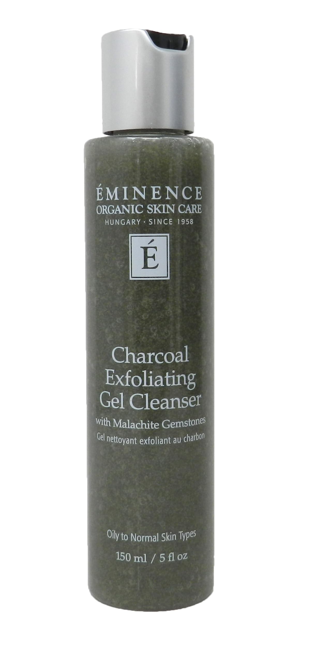 ÉMINENCE Charcoal Exfoliating Gel Cleanser bottle for deep cleansing and oil balance.