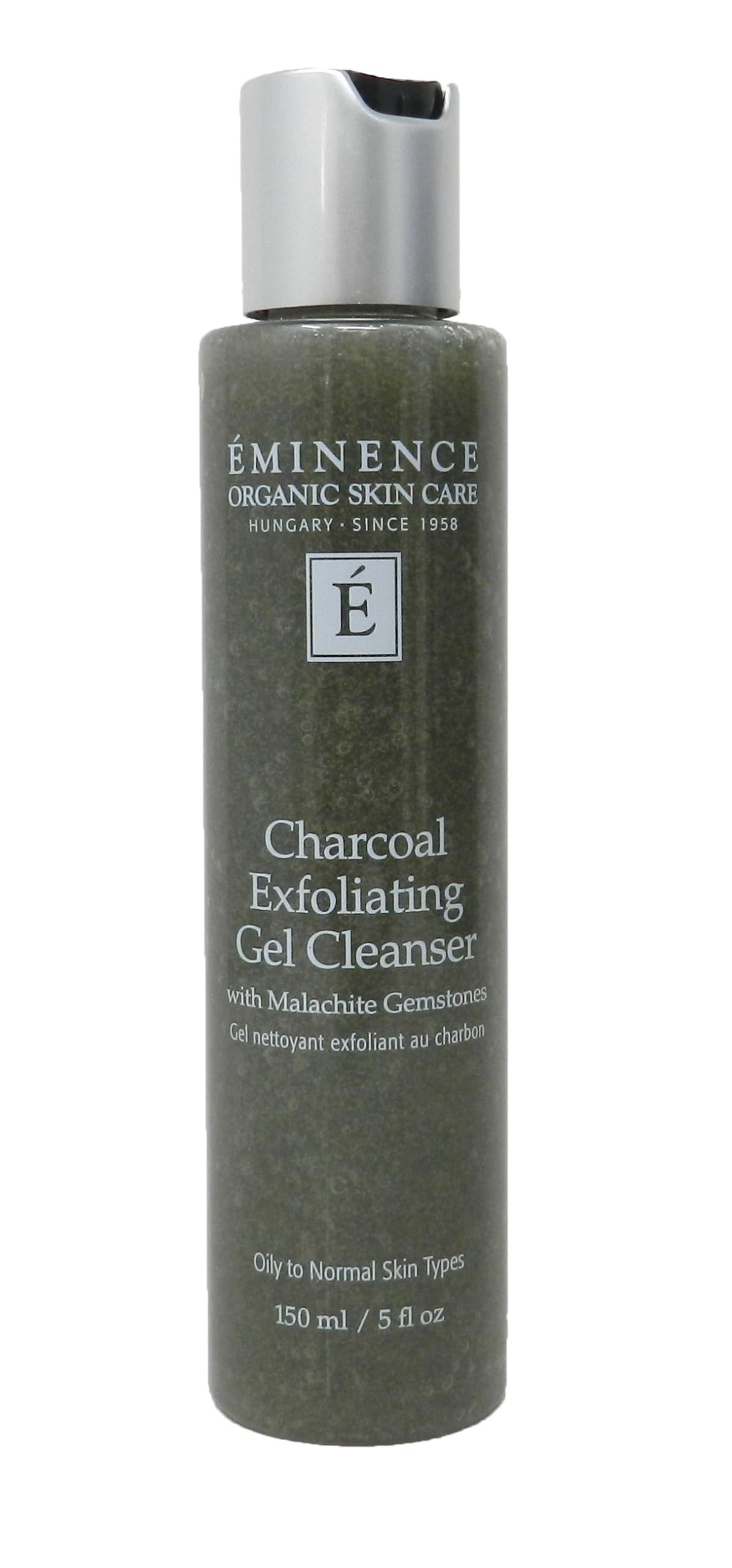 ÉMINENCE Charcoal Exfoliating Gel Cleanser bottle for deep cleansing and oil balance.