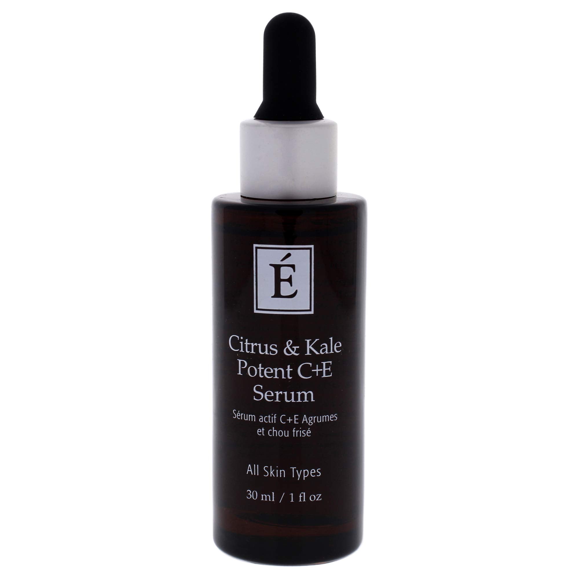 Eminence Citrus & Kale Potent C Plus E Serum dispense pump for easy, precise application.