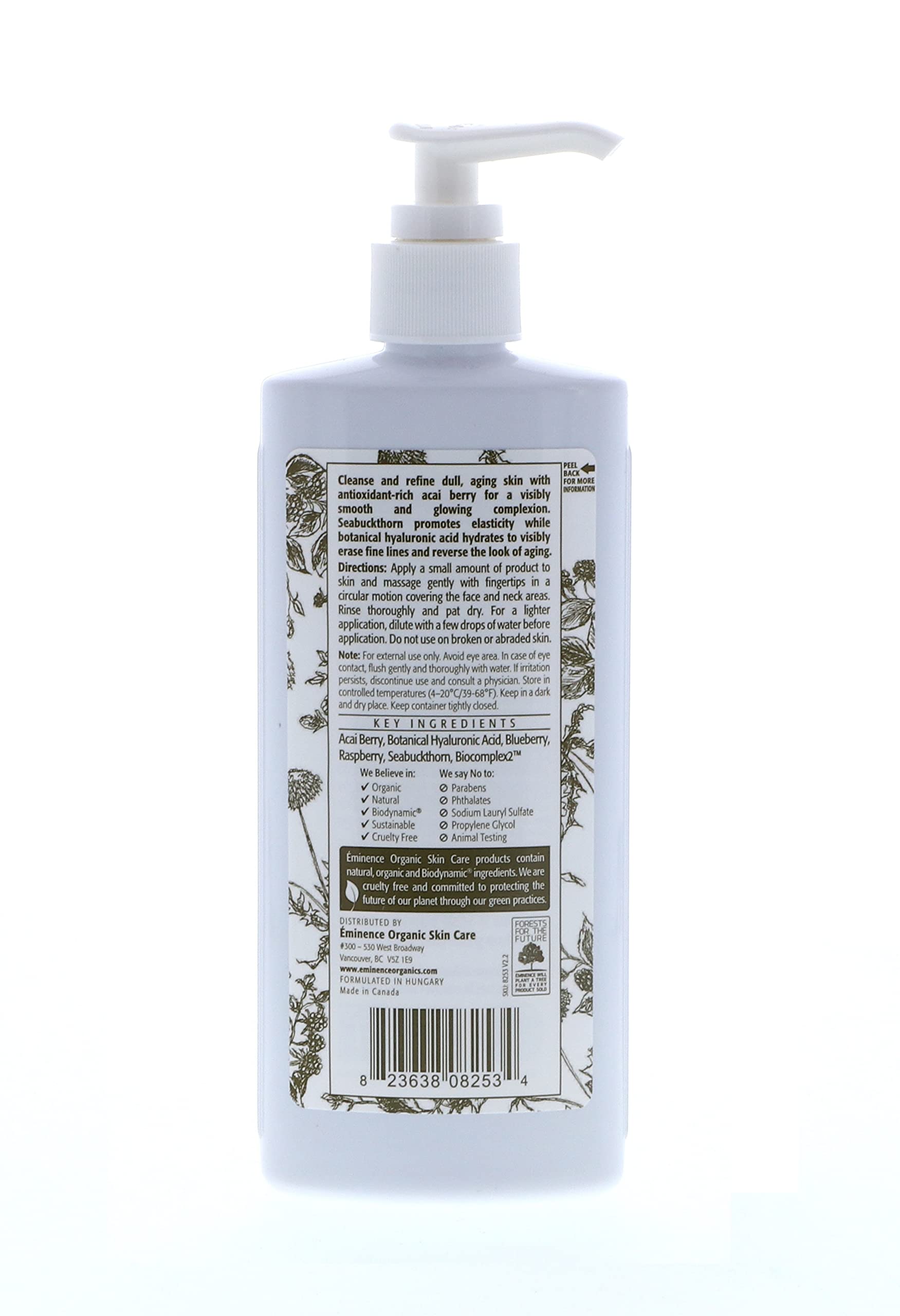 Eminence Firm Skin Acai Cleanser application shot shows gentle massage to remove impurities.