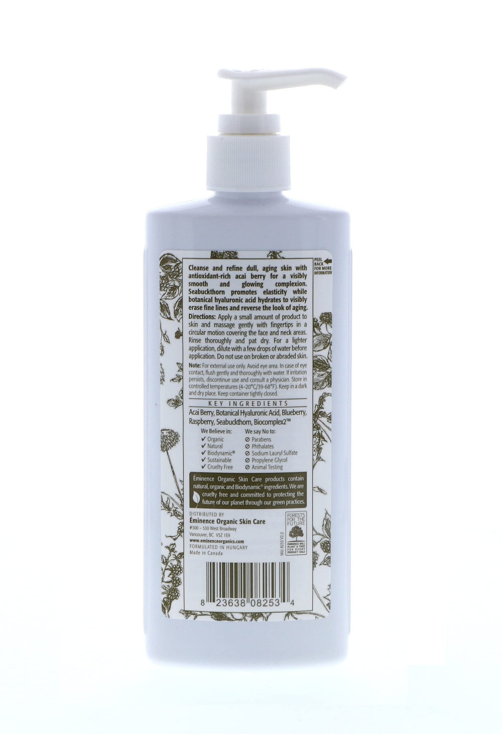Eminence Firm Skin Acai Cleanser application shot shows gentle massage to remove impurities.