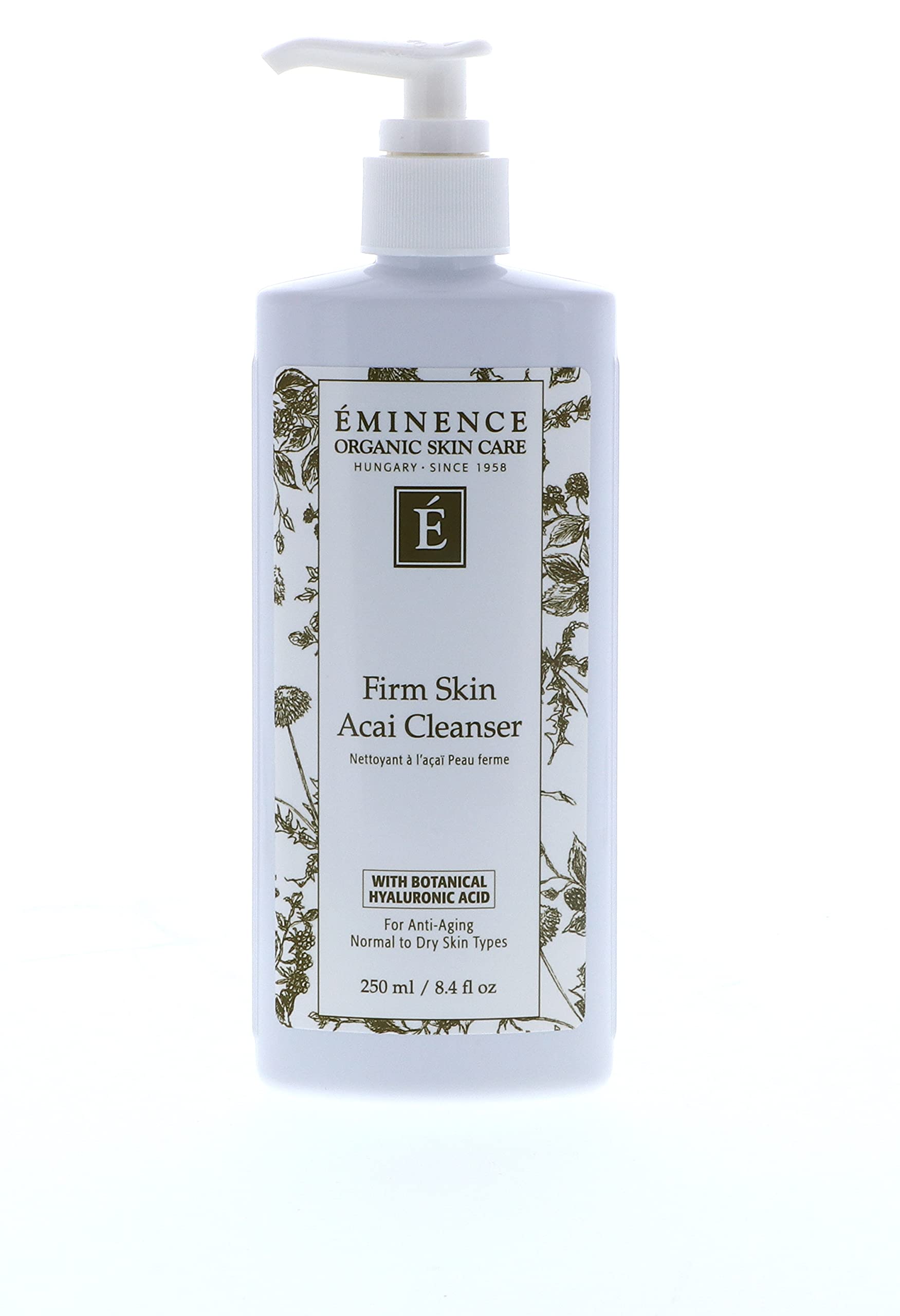 Eminence Firm Skin Acai Cleanser cleansing routine setup depicts a refreshing step.