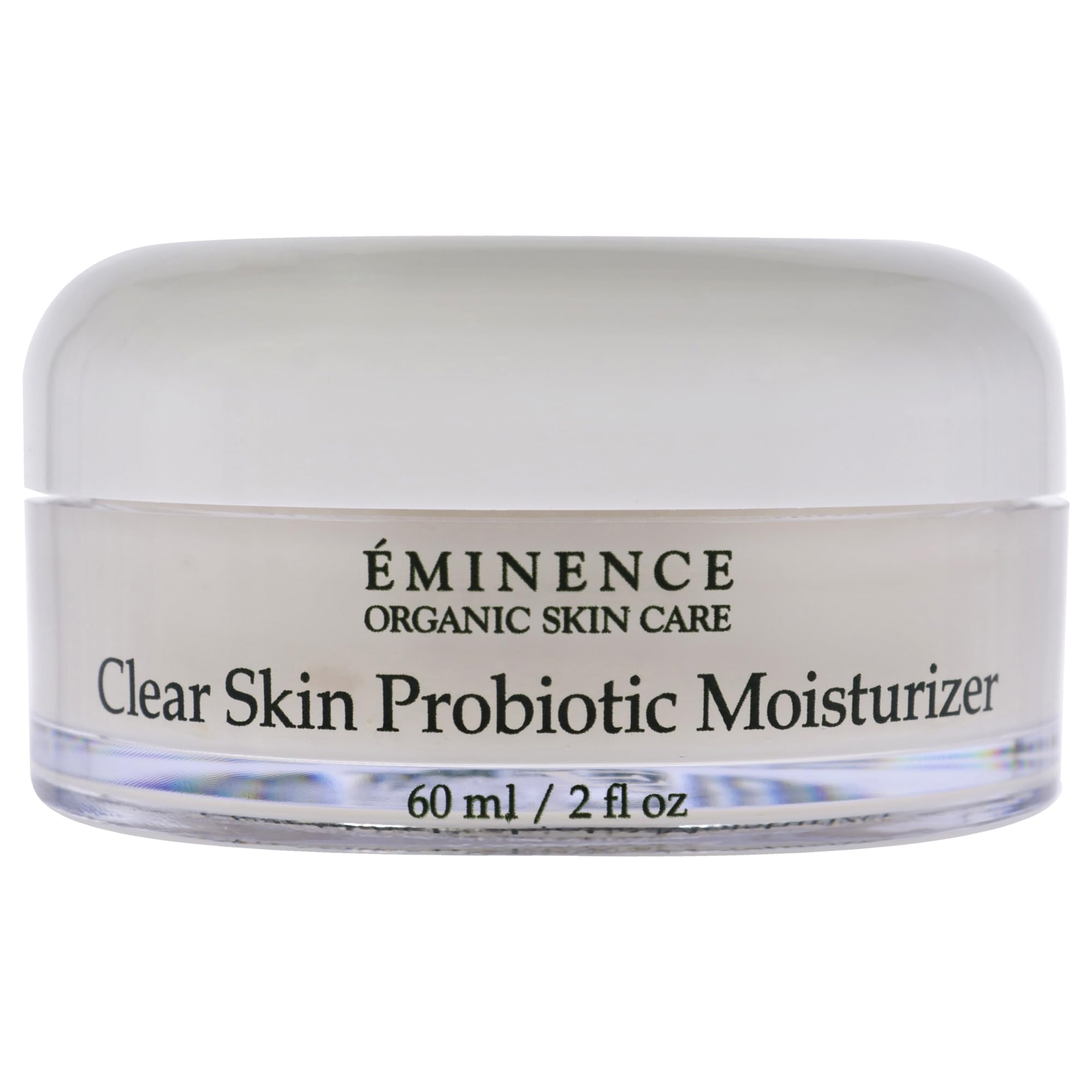 Eminence clear skin probiotic moisturizer application showing dewy finish for calm, clearer-looking skin.