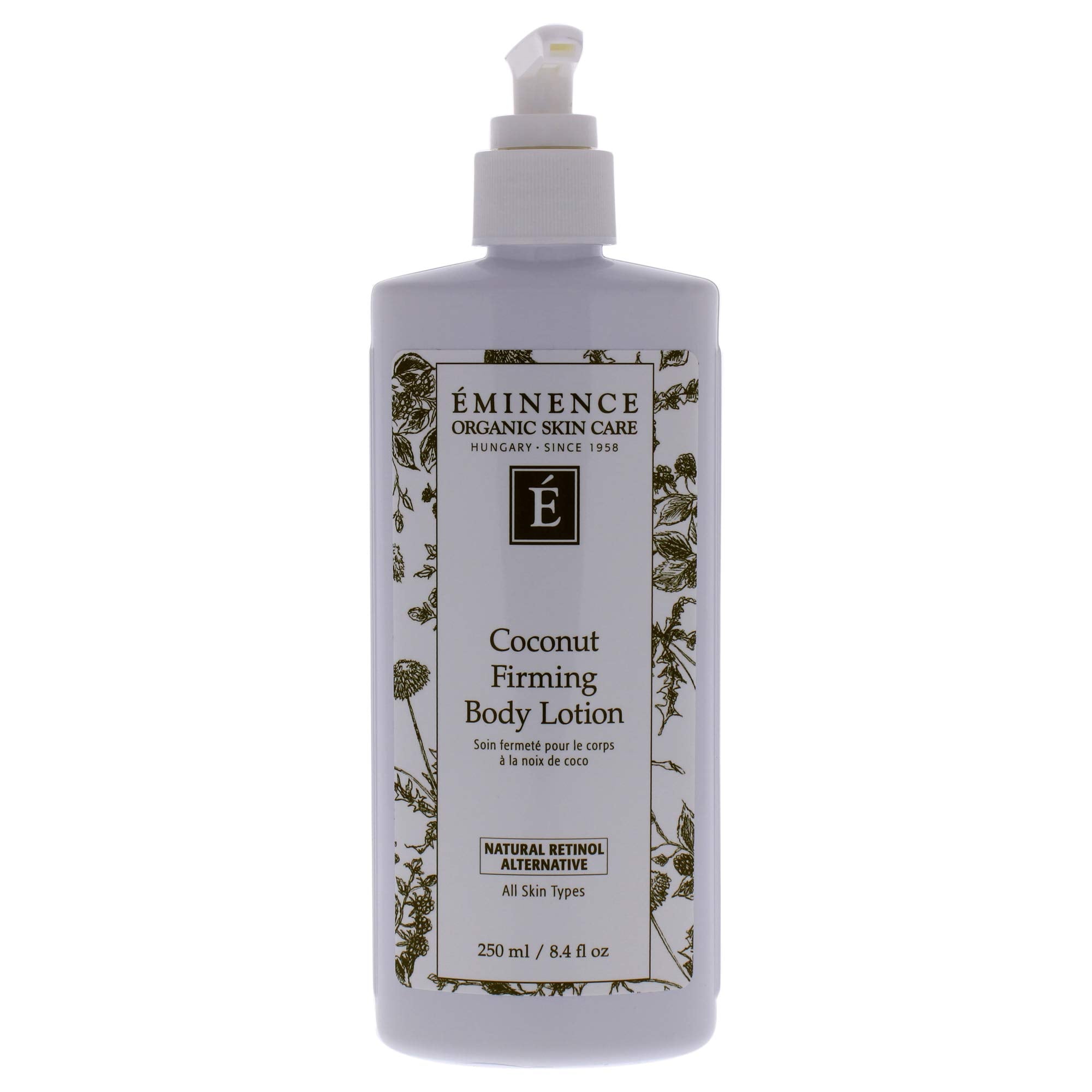 Eminence Coconut Firming Body Lotion bottle for deep hydration and skin nourishment.
