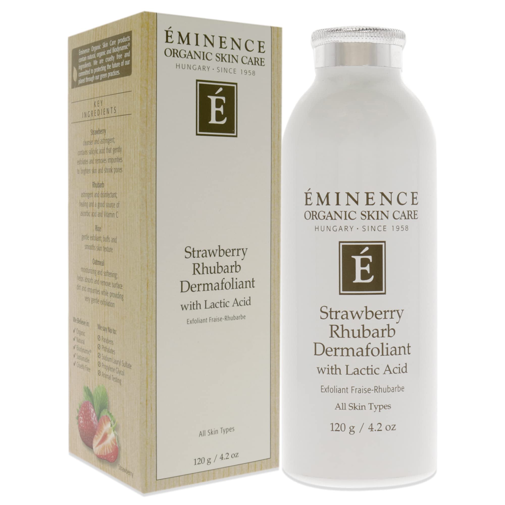 Eminence Dermafoliant tub jar shown for easy at-home exfoliation routine