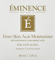 Eminence Firm Skin Acai Moisturizer bottle with label highlighting antioxidant support.