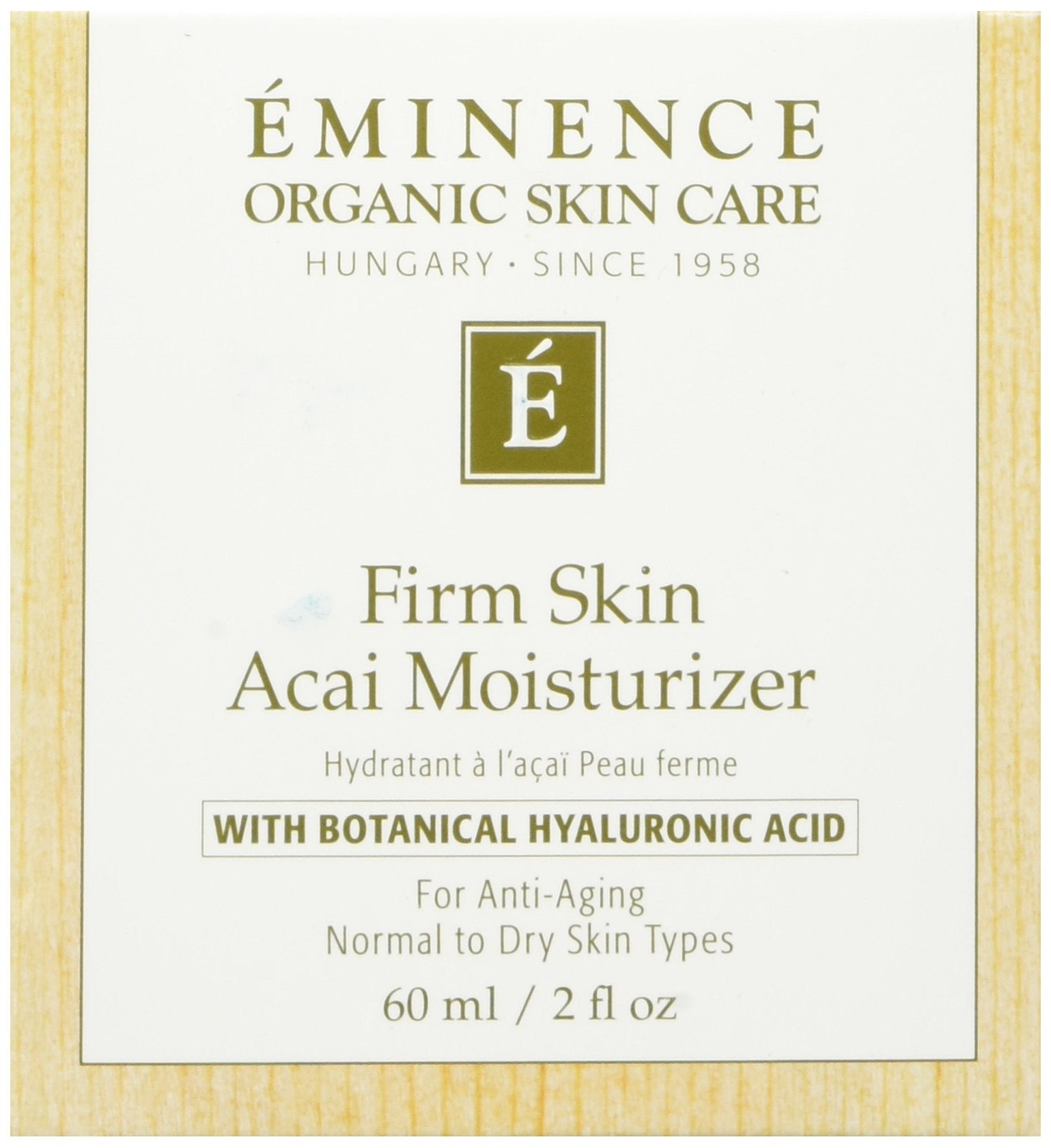 Eminence Firm Skin Acai Moisturizer bottle shows hydrating formula for daily use