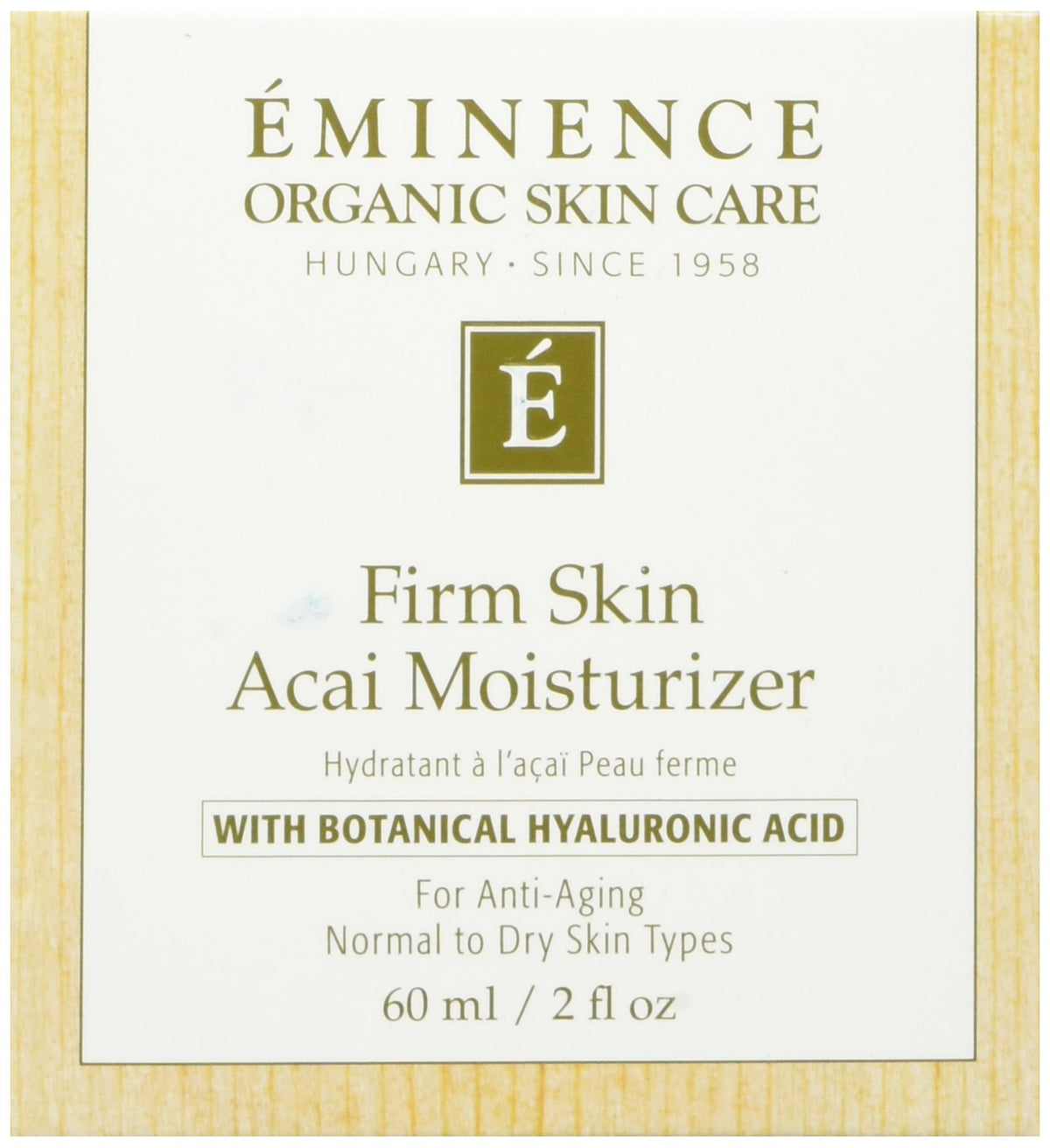 Eminence Firm Skin Acai Moisturizer bottle shows hydrating formula for daily use