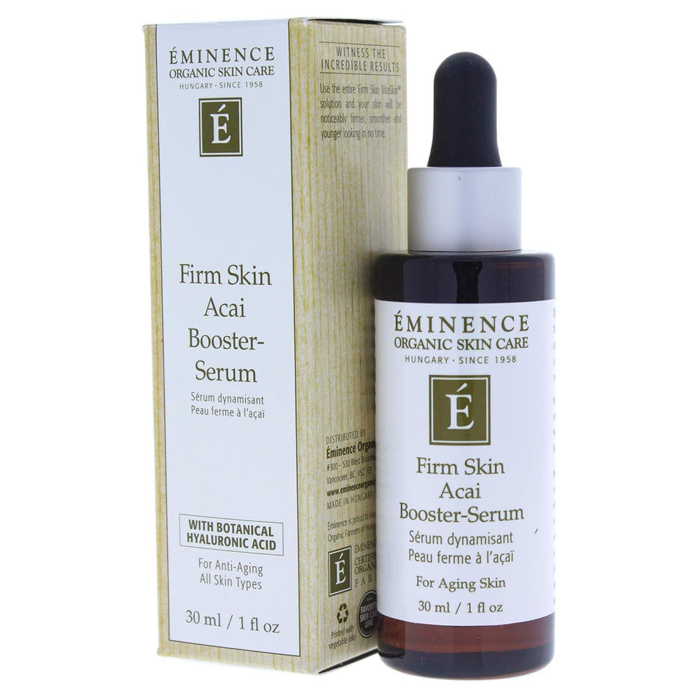 Eminence Firm Skin Acai Serum application scene showing improved tone and texture
