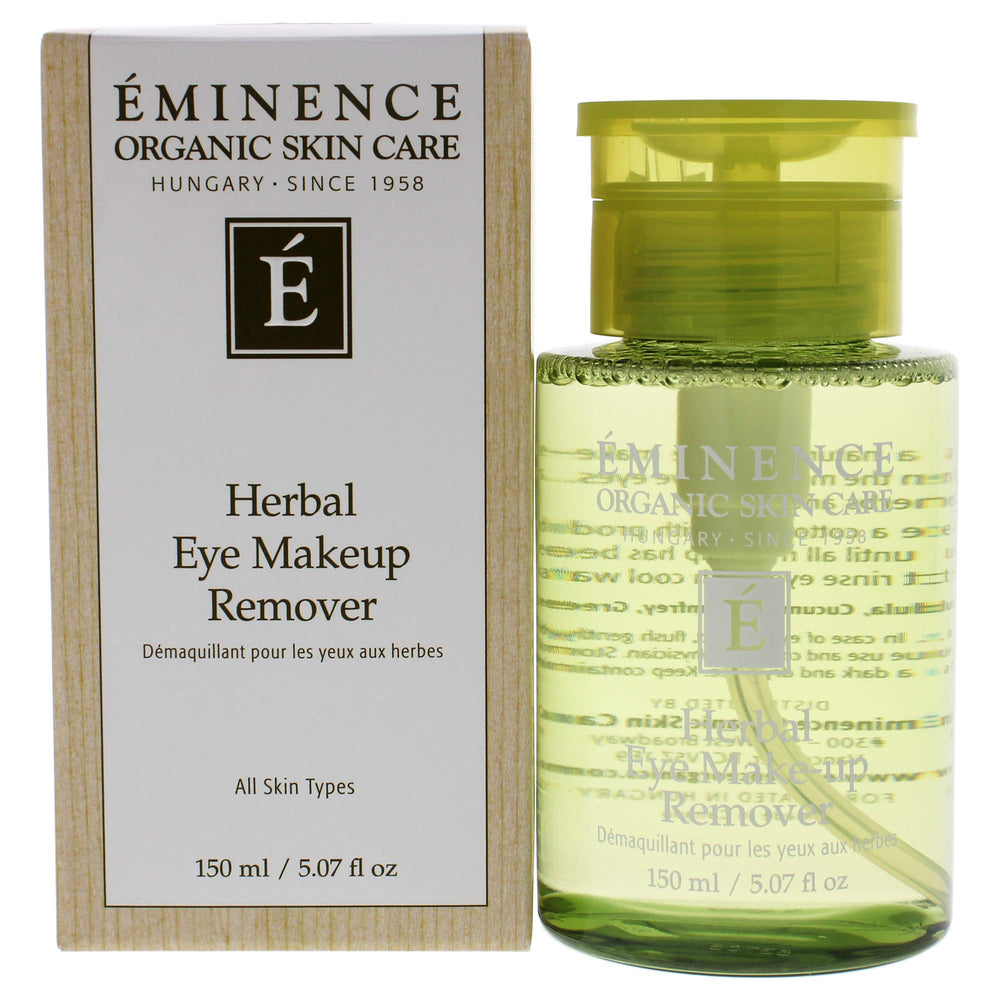 Eminence Herbal Eye Makeup Remover bottle purges makeup while soothing delicate eyes.