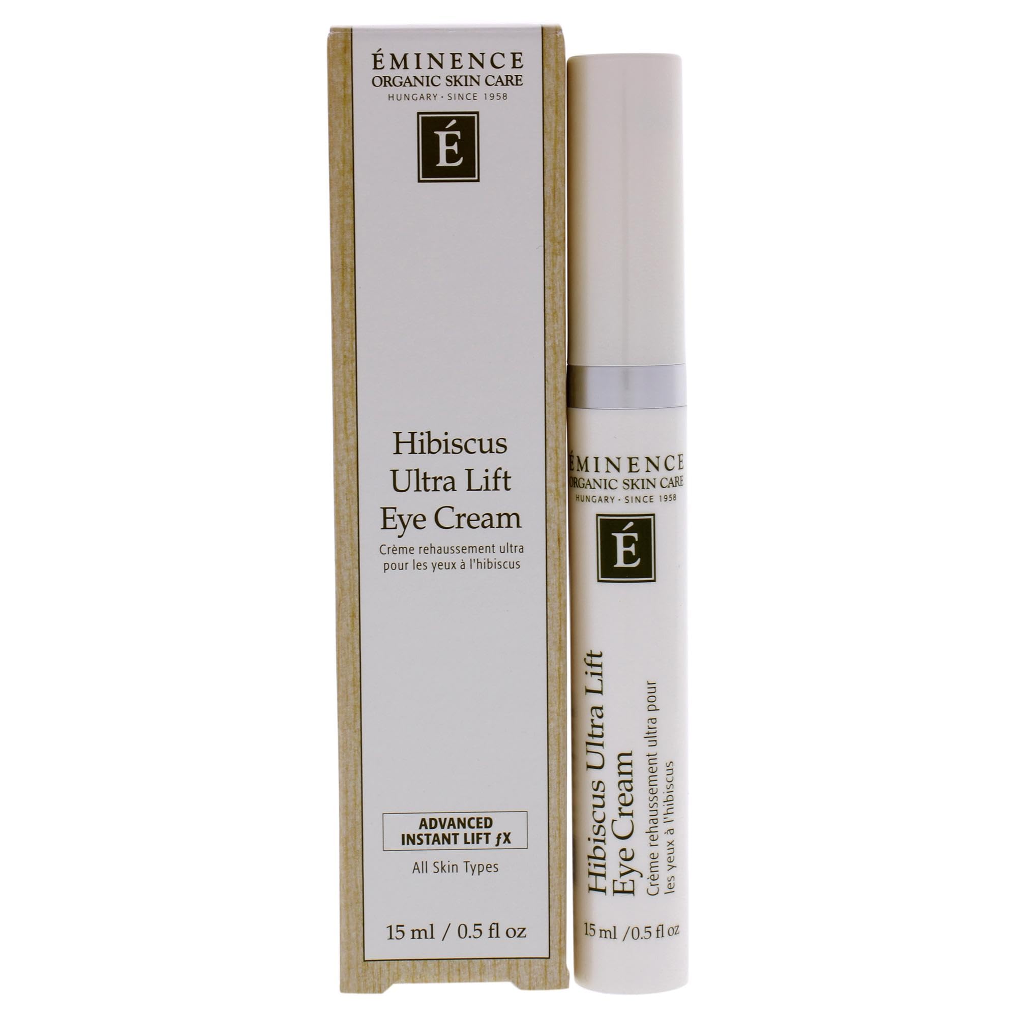 Eminence Hibiscus Ultra Lift Eye Cream jar showing rich hydration for elasticity