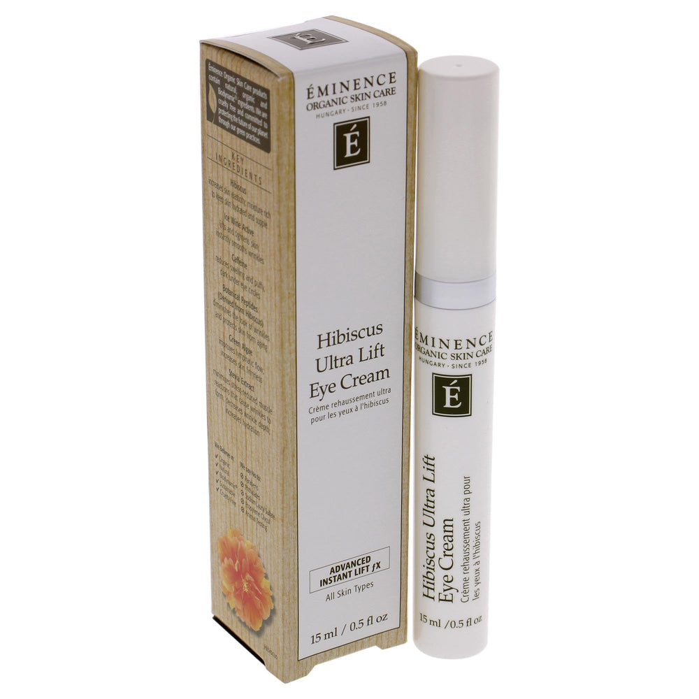 Vanity setup with Eminence Hibiscus Ultra Lift Eye Cream integrated into daily routine