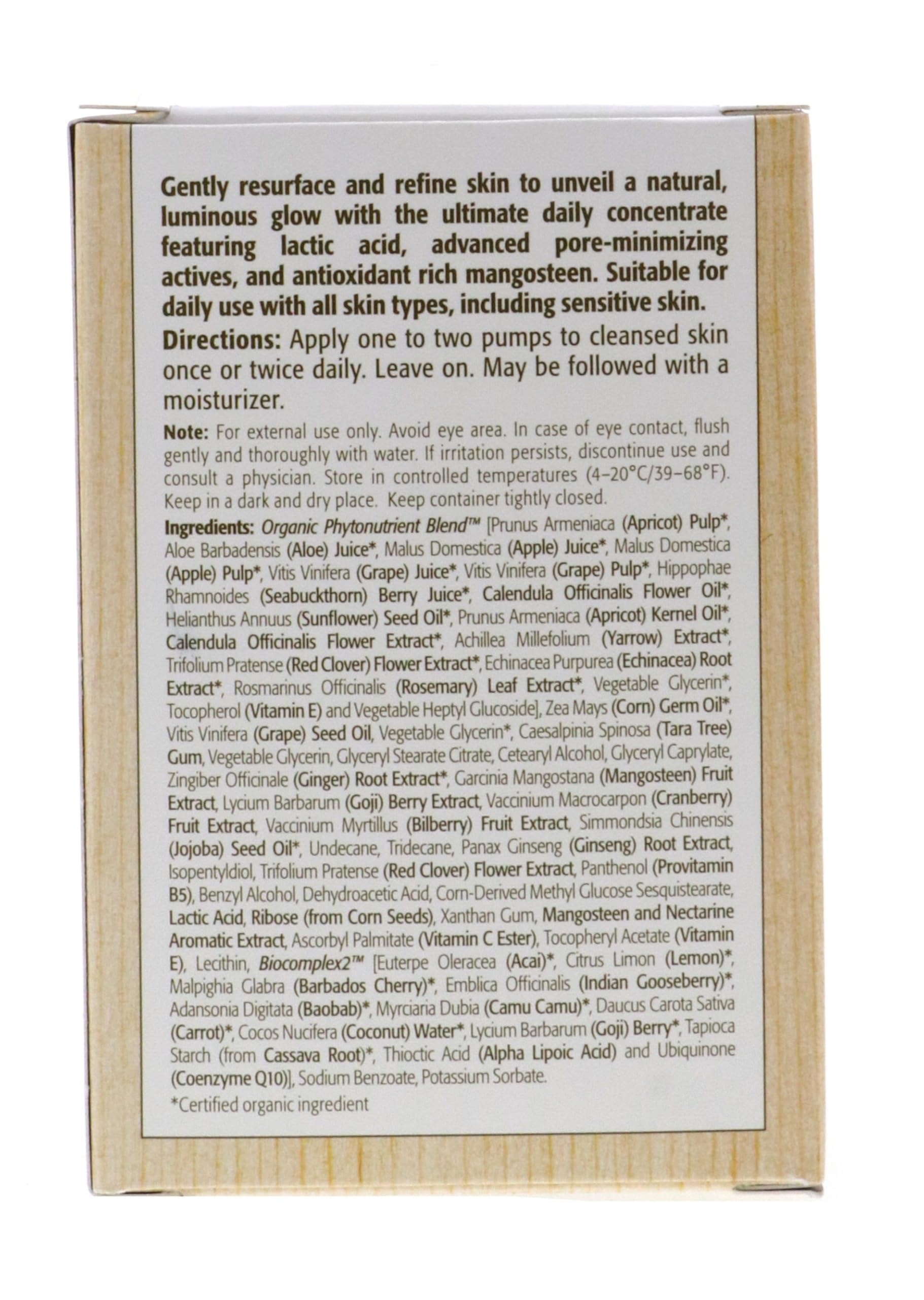 Eminence Mangosteen Daily Resurfacing Concentrate application scene suggests gentle, leave-on use.