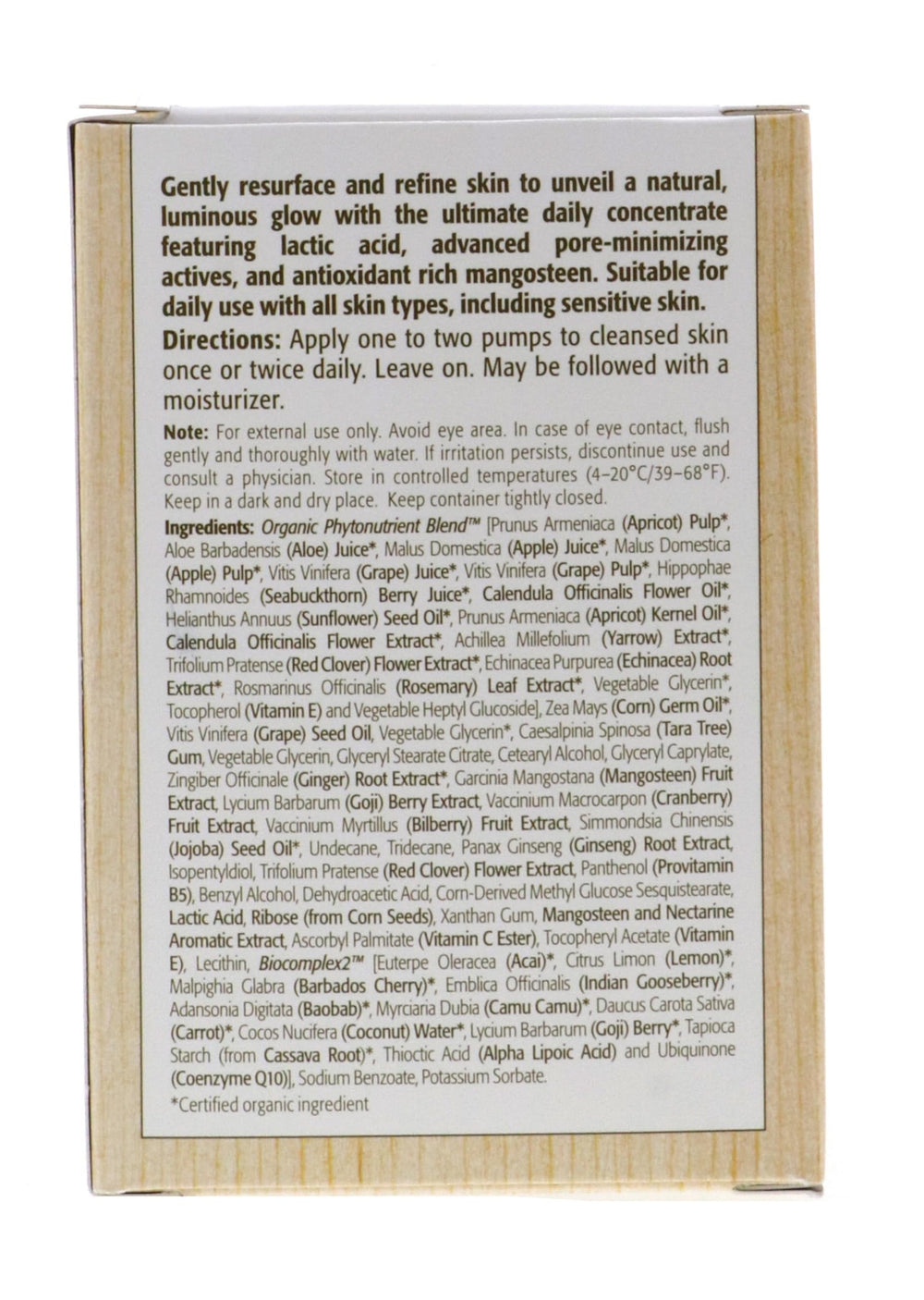 Eminence Mangosteen Daily Resurfacing Concentrate application scene suggests gentle, leave-on use.