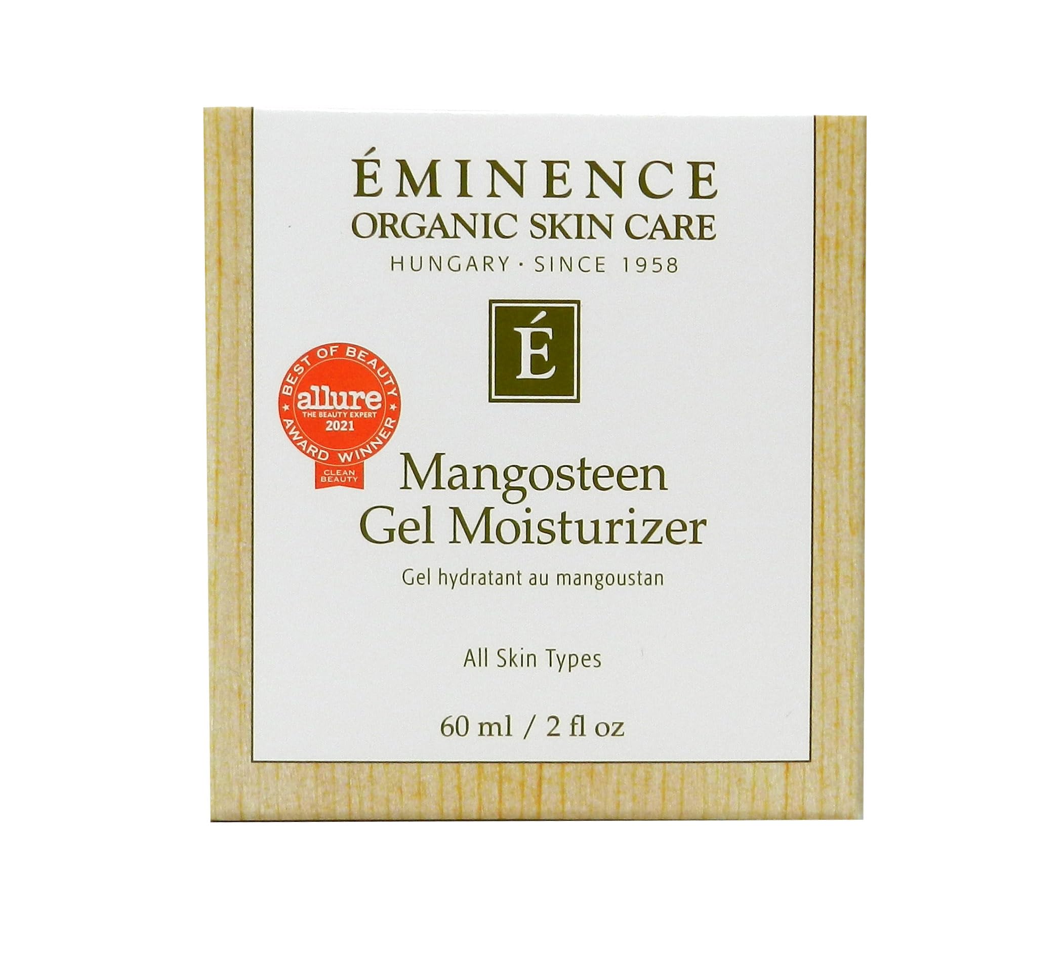 Eminence Mangosteen Gel Moisturizer texture swatch showing dewy gel melting to matte finish.