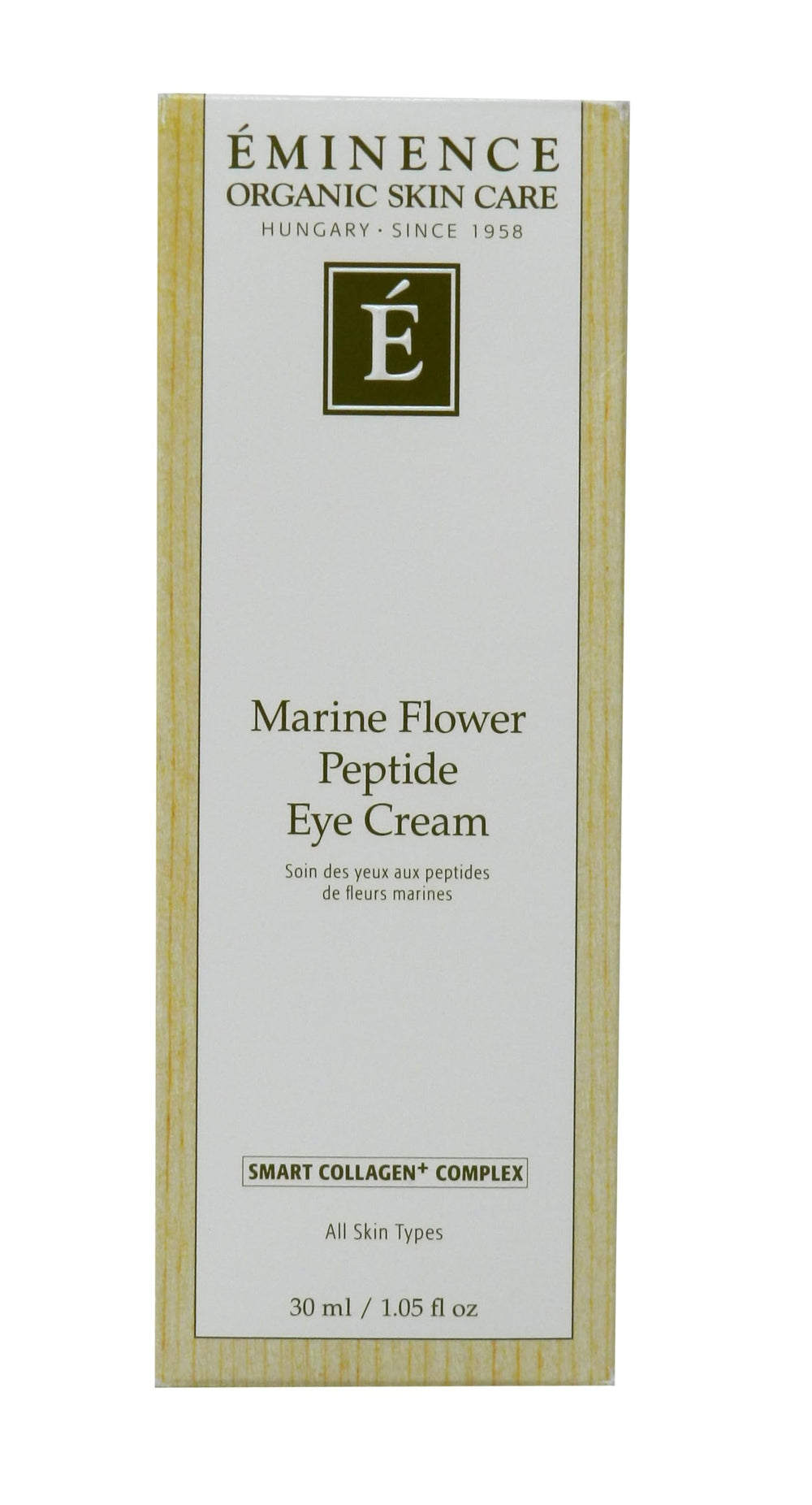 Eminence Marine Flower Peptide Eye Cream tube delivers ultra-rich hydration for the delicate eye area.