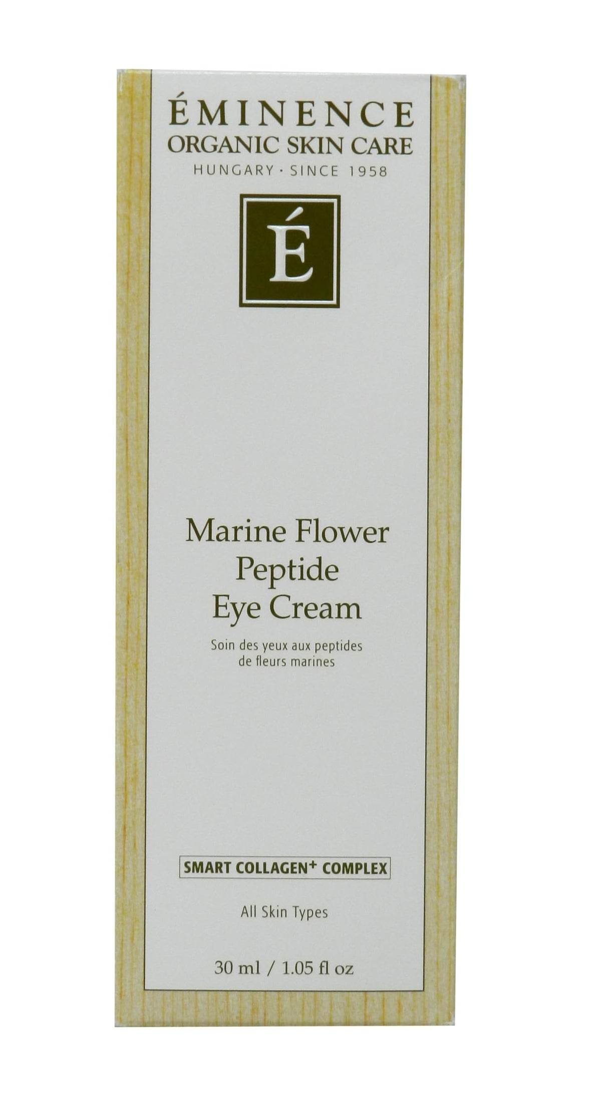 Eminence Marine Flower Peptide Eye Cream tube delivers ultra-rich hydration for the delicate eye area.