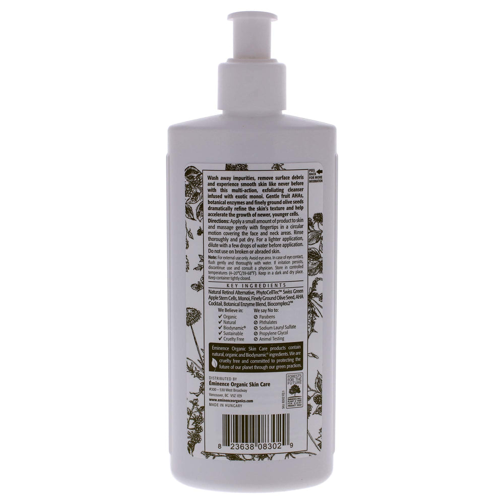 Eminence Monoi Age Corrective Exfoliating Cleanser swirling-lather demonstrates rich foam for daily cleansing